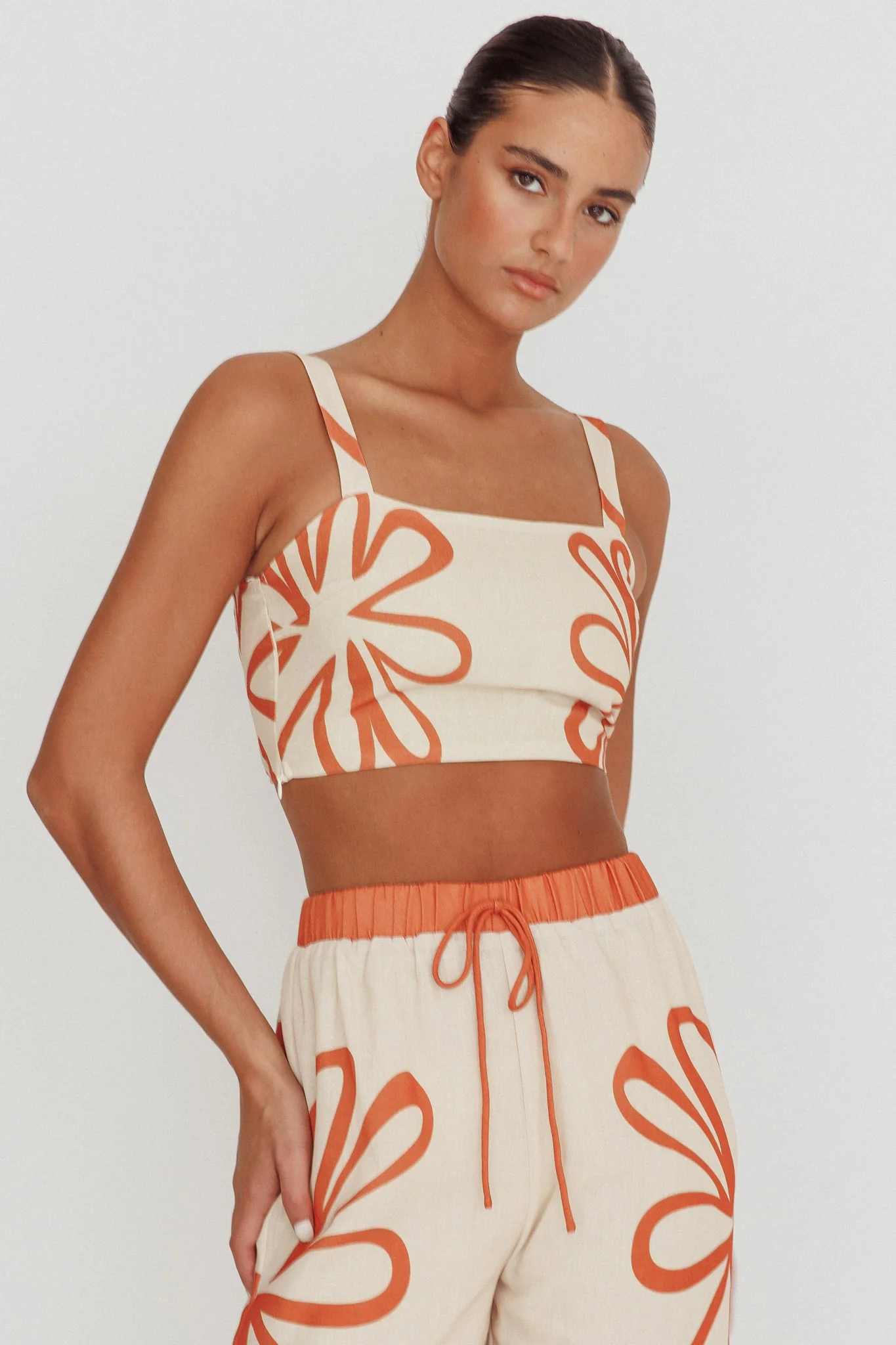 Briar Square Neck Cropped Top Rust Beige - Ruaus