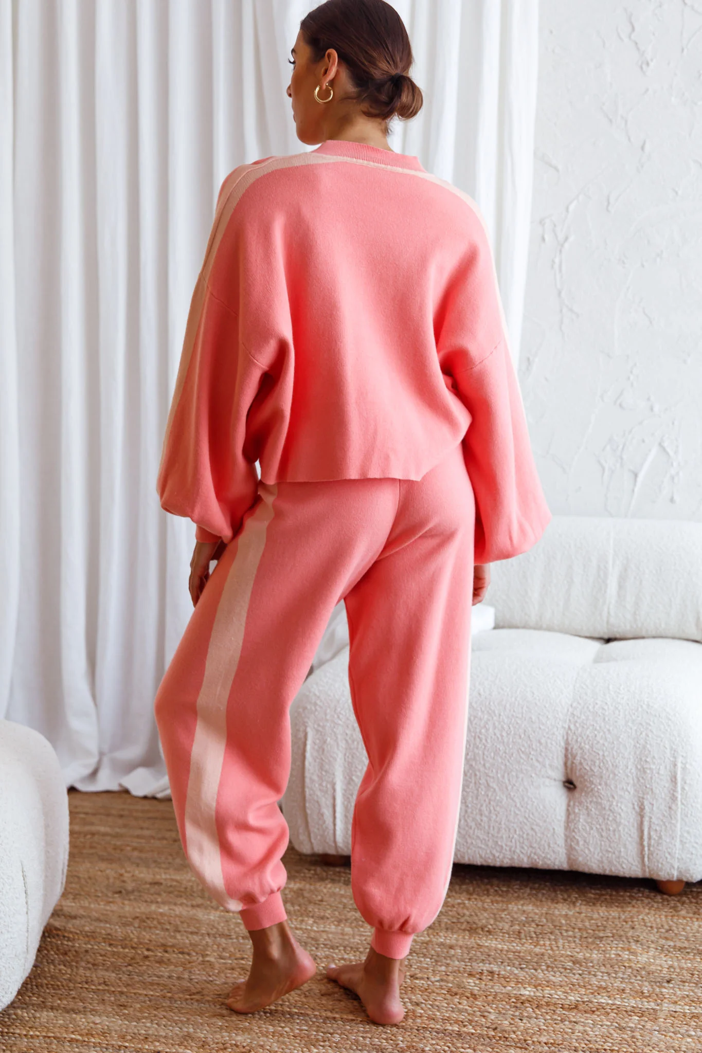 Take Me Back Brushed Knit Jogger Pants Peach - Ruaus