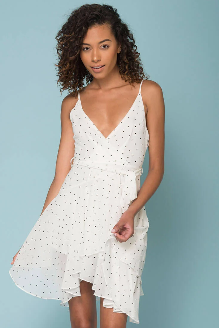 Miah Tied Waist Dress White - Ruaus
