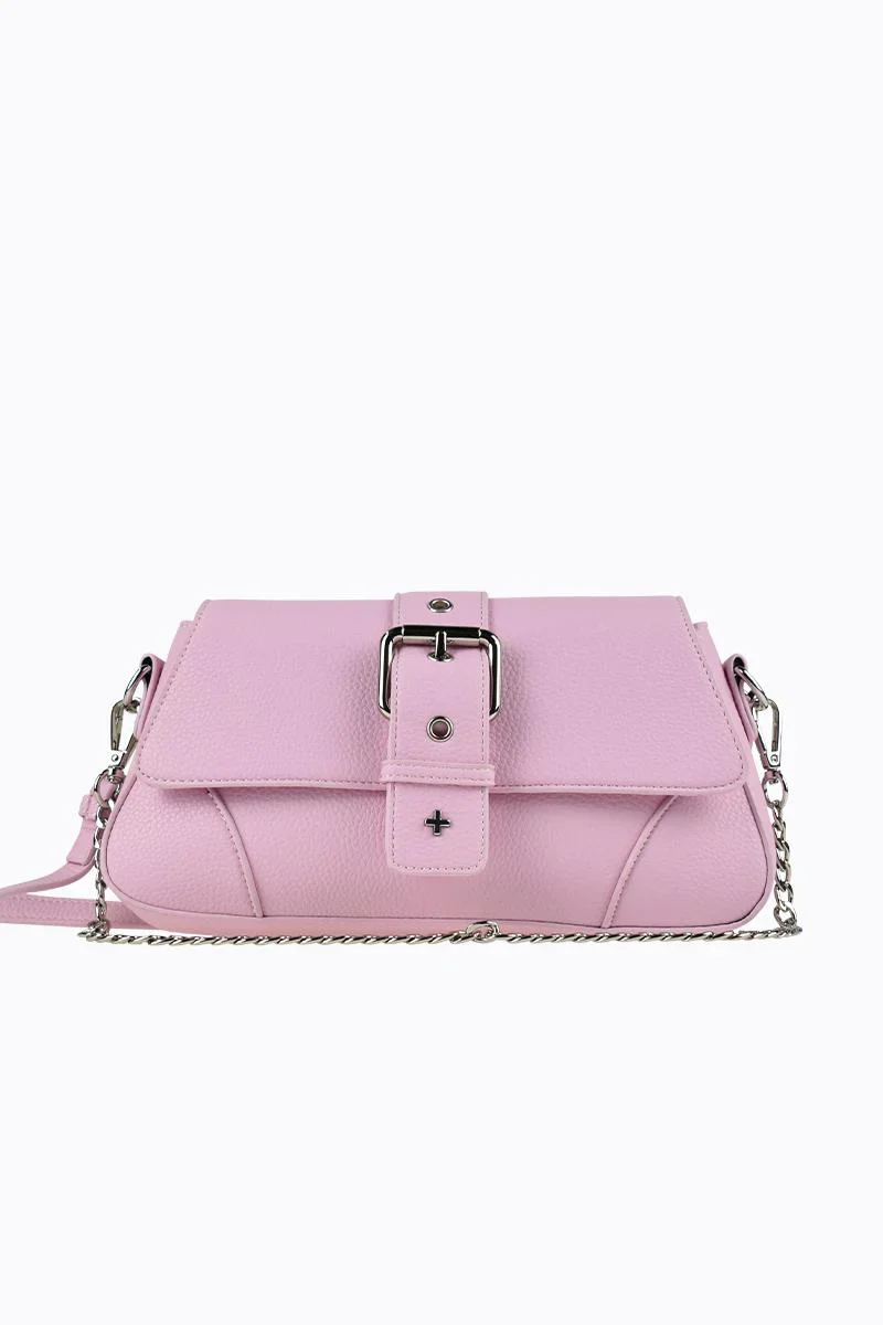 Peta And Jain Maddy Buckle Shoulder Bag Chain Pink - Ruaus