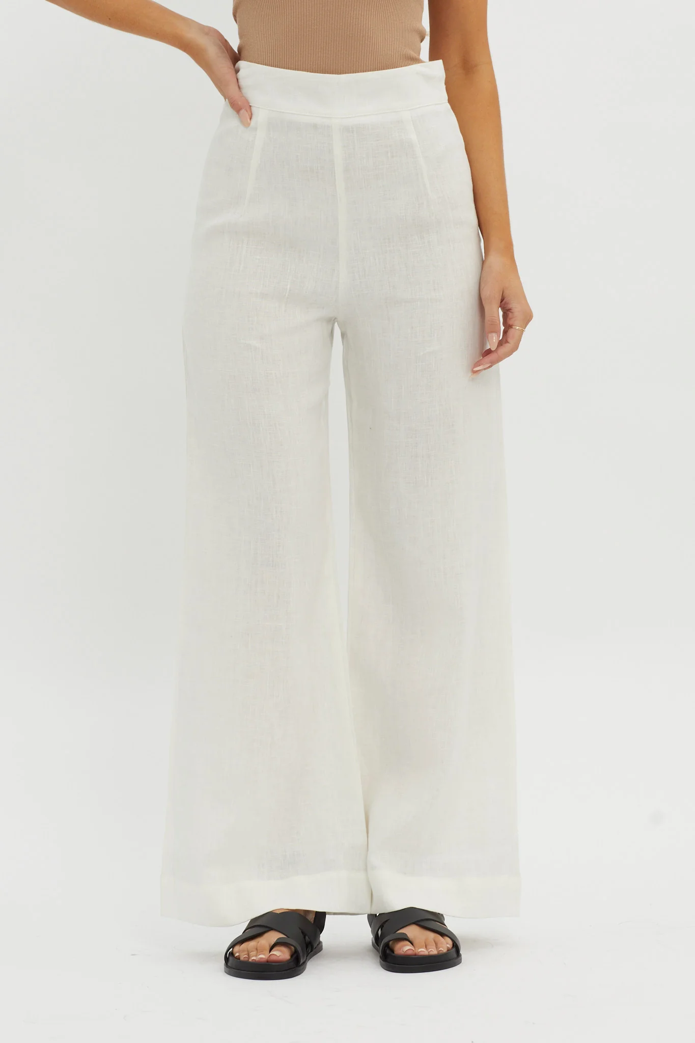 Wanda Wide Leg Pants White - Ruaus