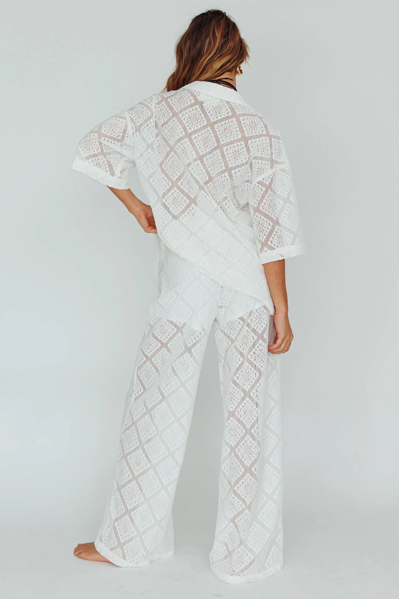 Abraya Lace Overlay Pants White - Ruaus