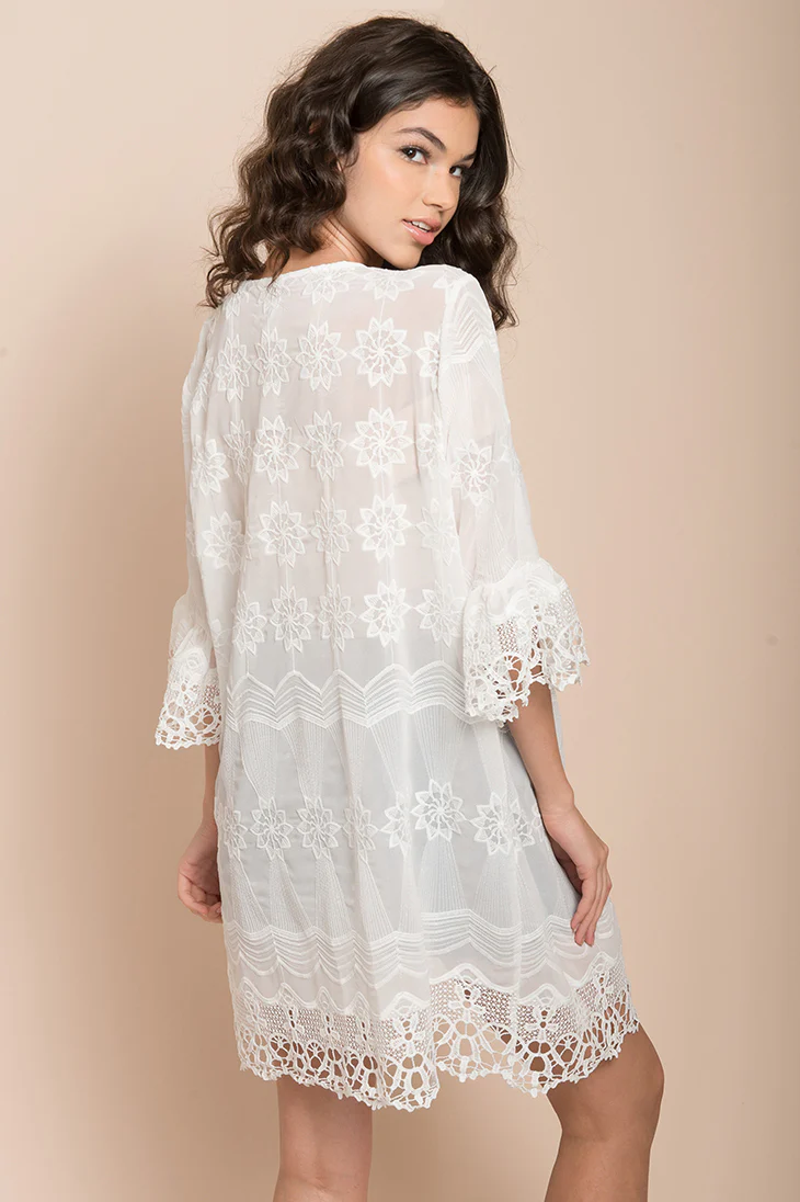 Laurie Floral Cardigan White - Ruaus