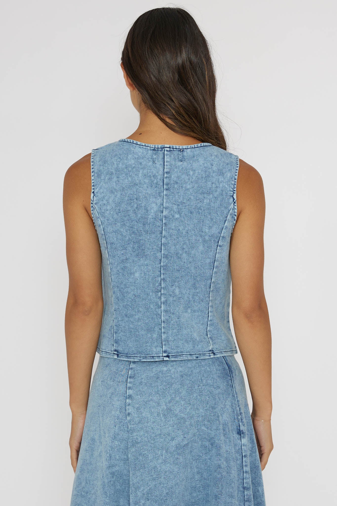 Rhythms Button Vest Denim Blue - Ruaus