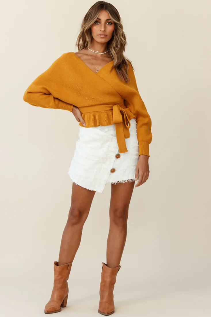 Amara Long Sleeve Knit Top Mustard - Ruaus