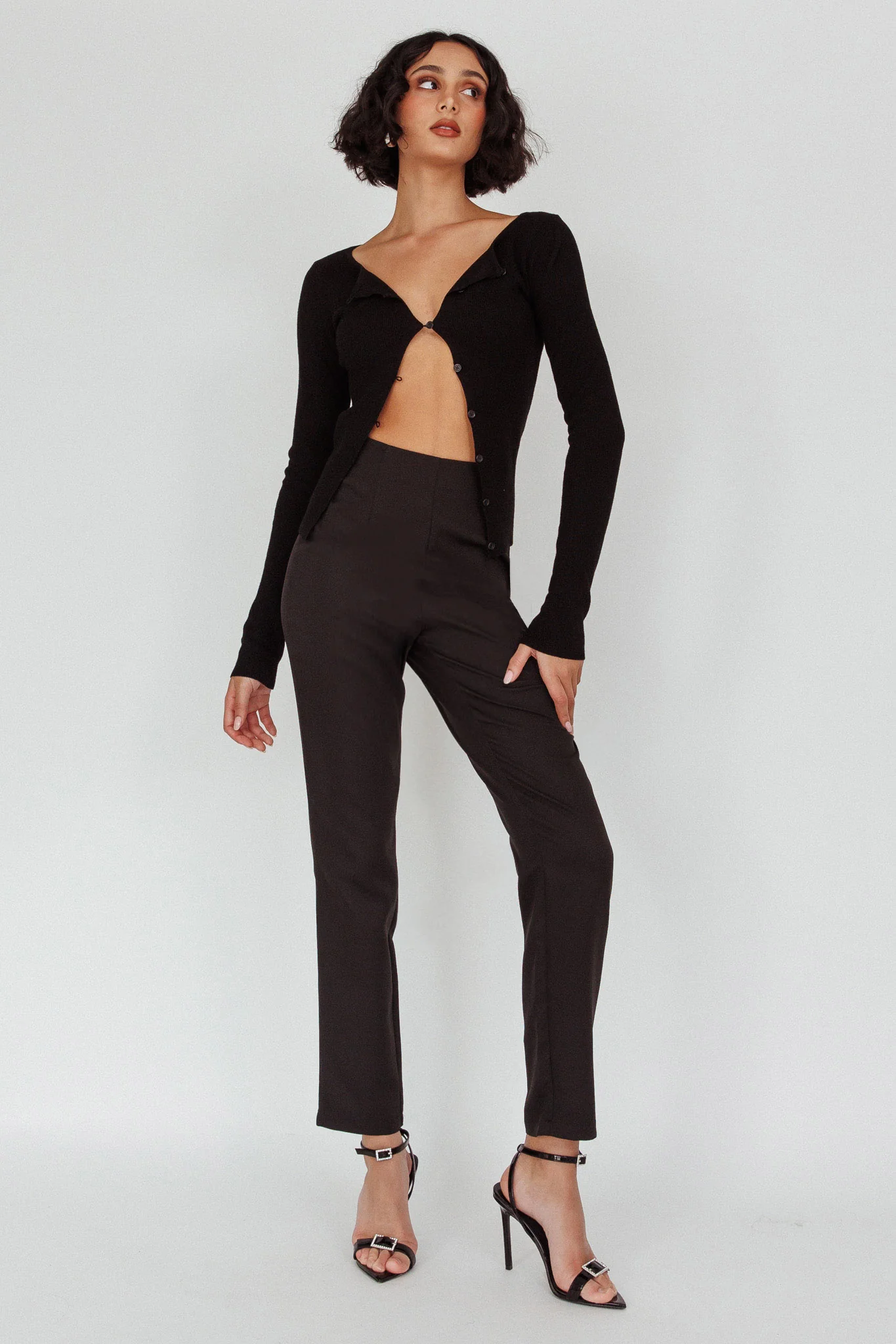 Moonlight Tango High Waist Pants Black - Ruaus