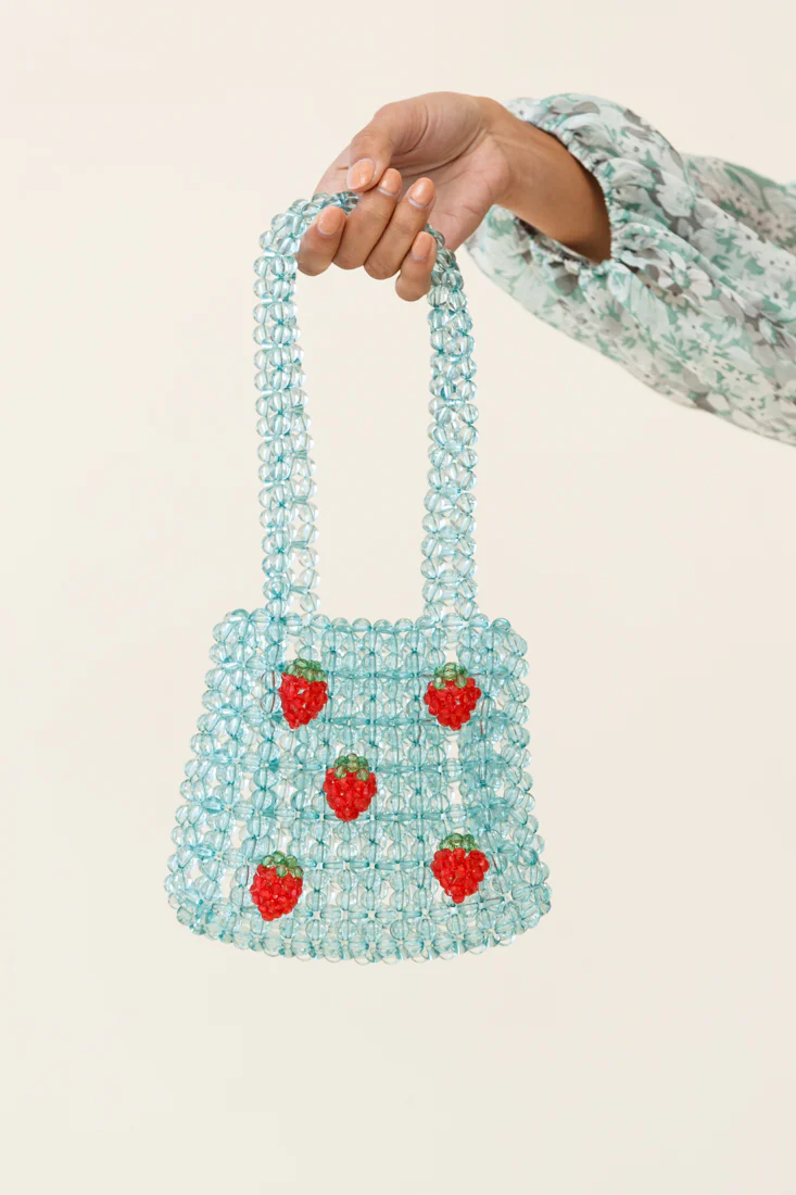 Taryn Beaded Berry Bag Blue - Ruaus