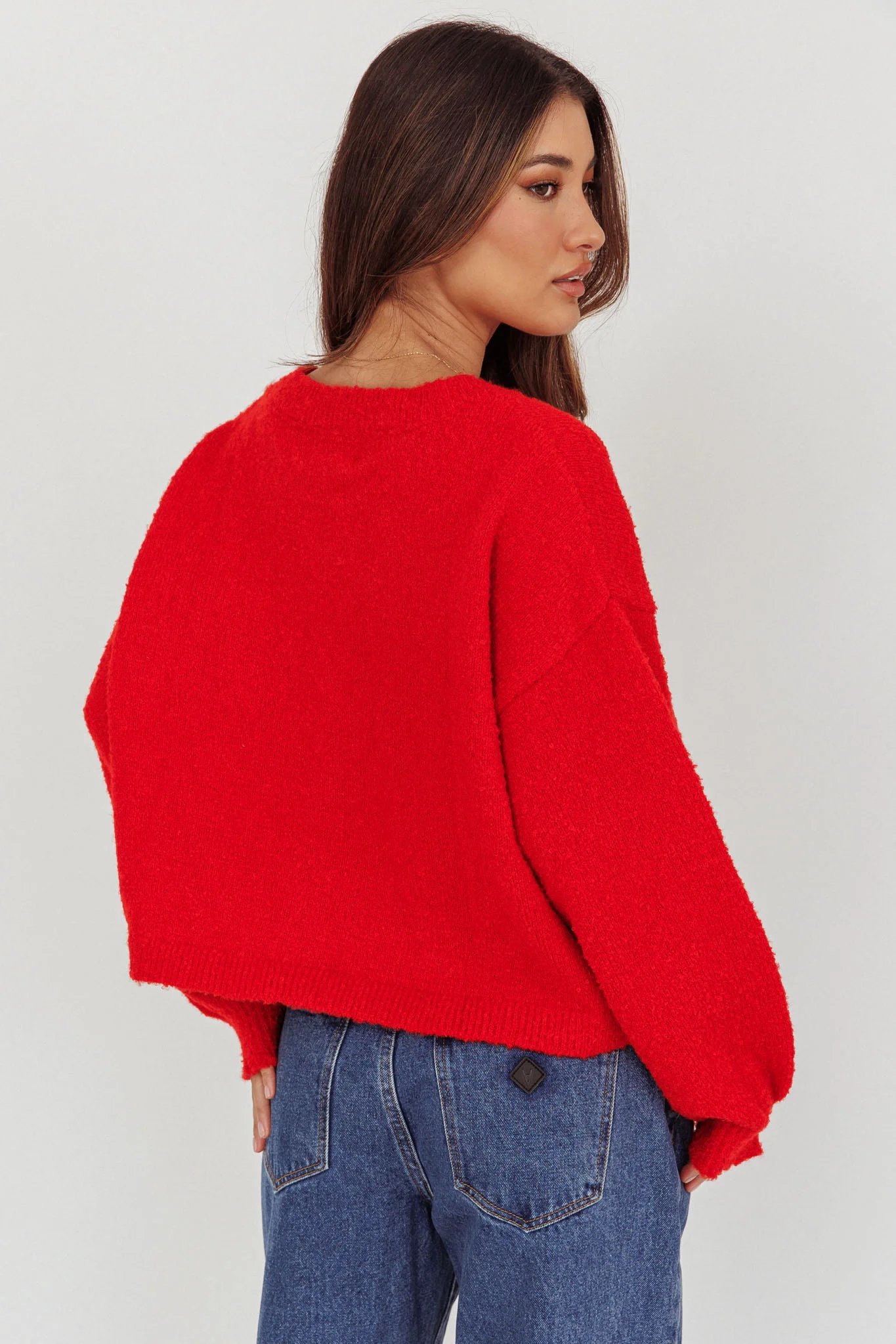 Taking Notes Button Front Cardigan Red - Ruaus