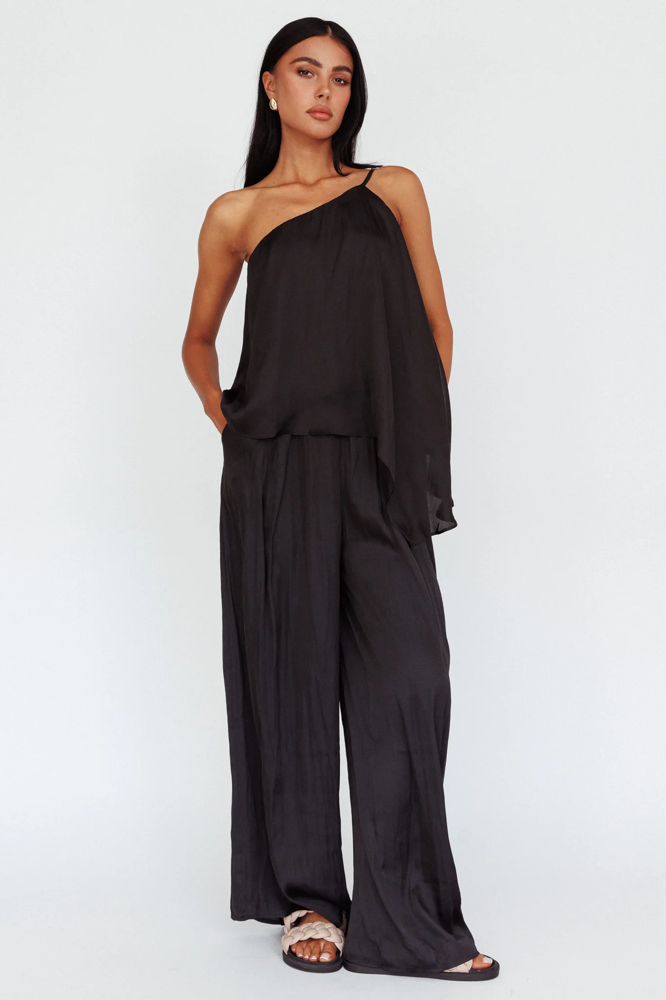 Pollina Wide Leg Pants Black - Ruaus