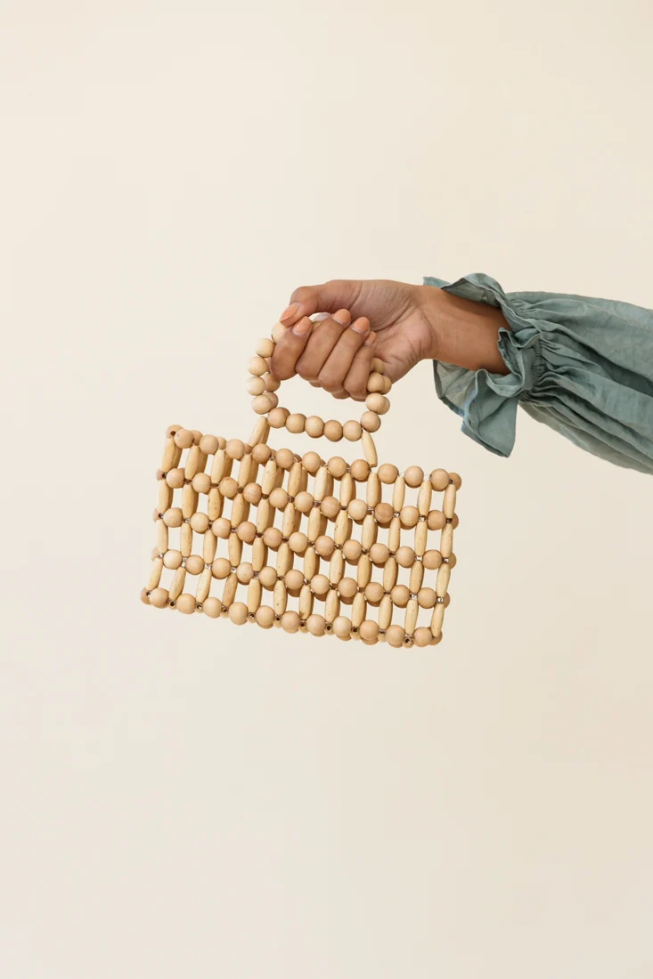 Dawn Woven Wood Bead Purse Natural - Ruaus