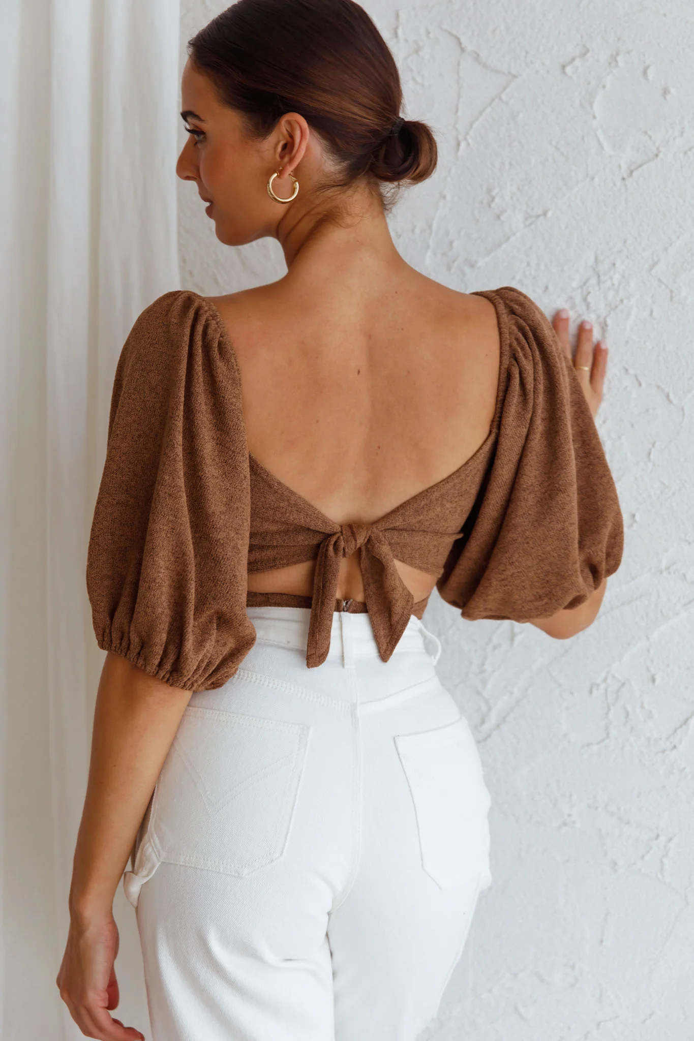 Maddi Tied Back Bodysuit Mocha - Ruaus