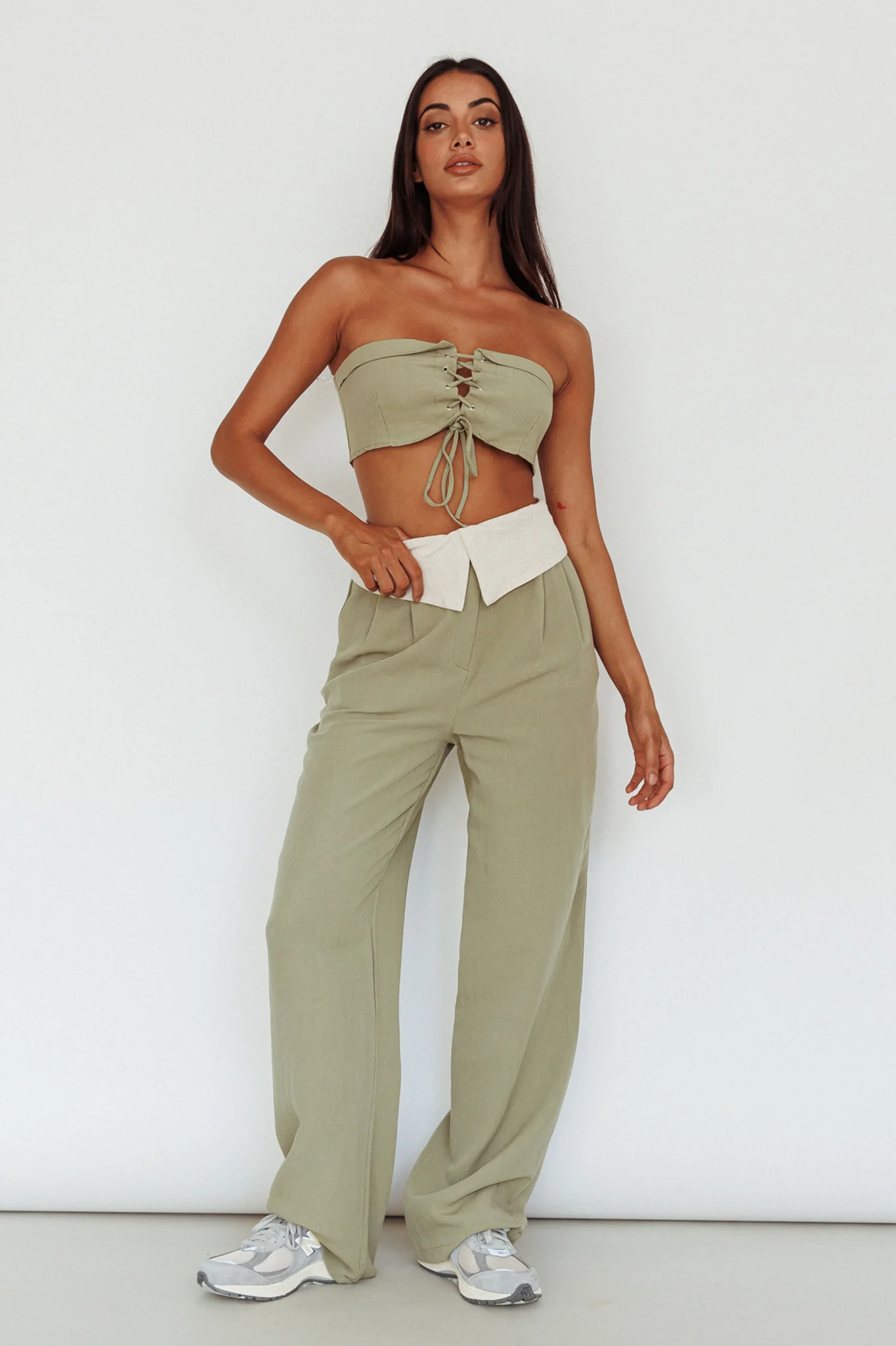 East Village Foldover Pants Sage - Ruaus