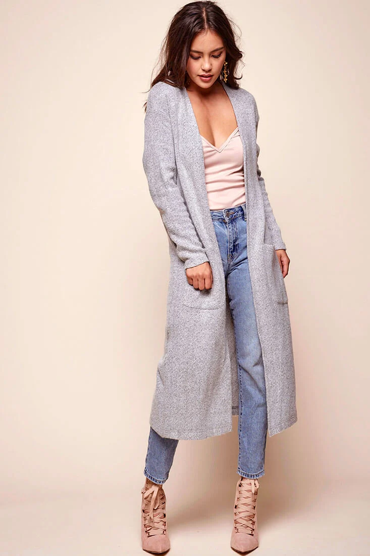 Brookhaven Cafe Long Sleeved Cardigan Grey - Ruaus