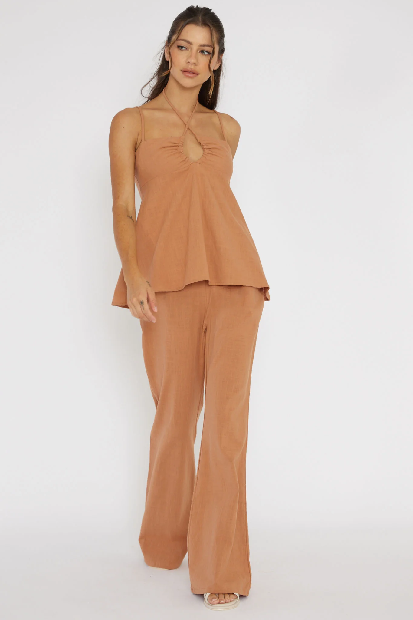 Freestyle Flared Pants Sand - Ruaus