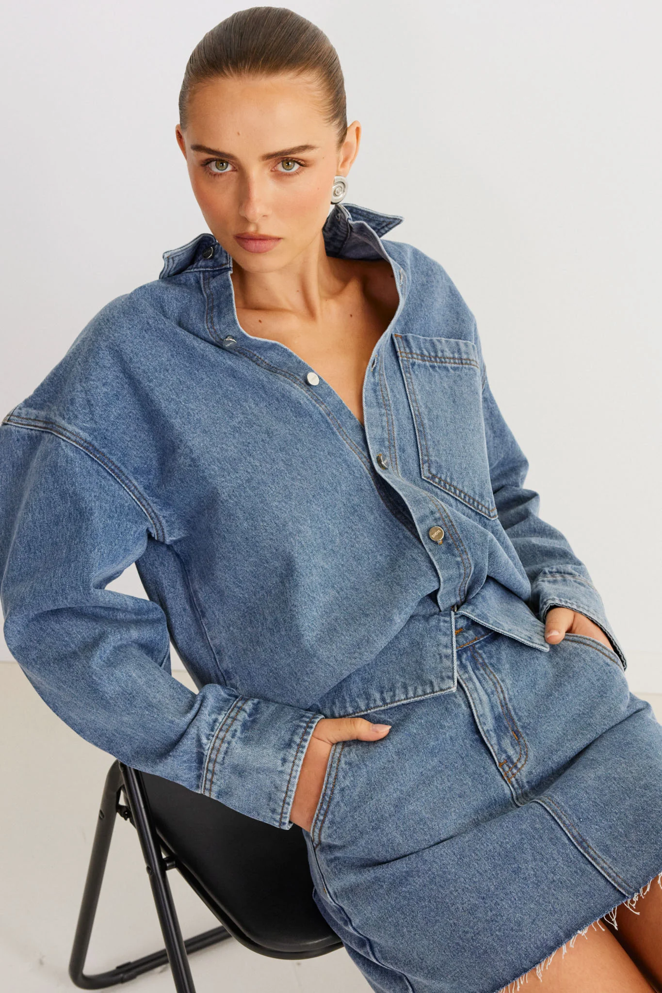 SNDYS Eve Denim Shirt Blue - Ruaus