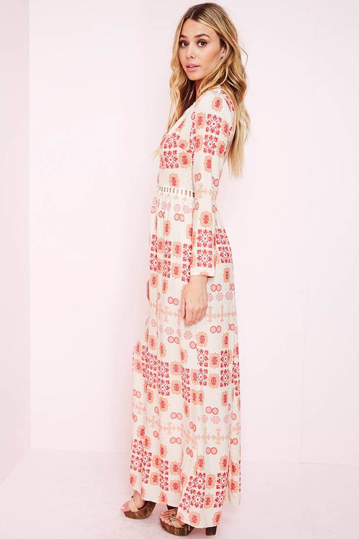 Avery Casual Maxi Dress Red Print - Ruaus