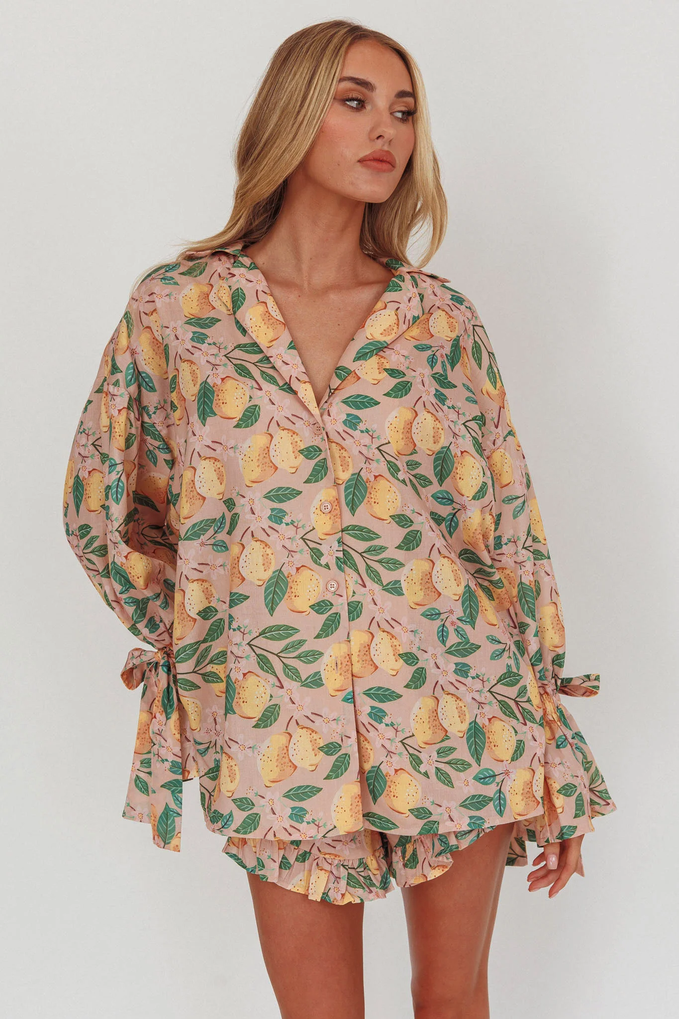 Telling Secrets Tied Cuff Top Lemon - Ruaus