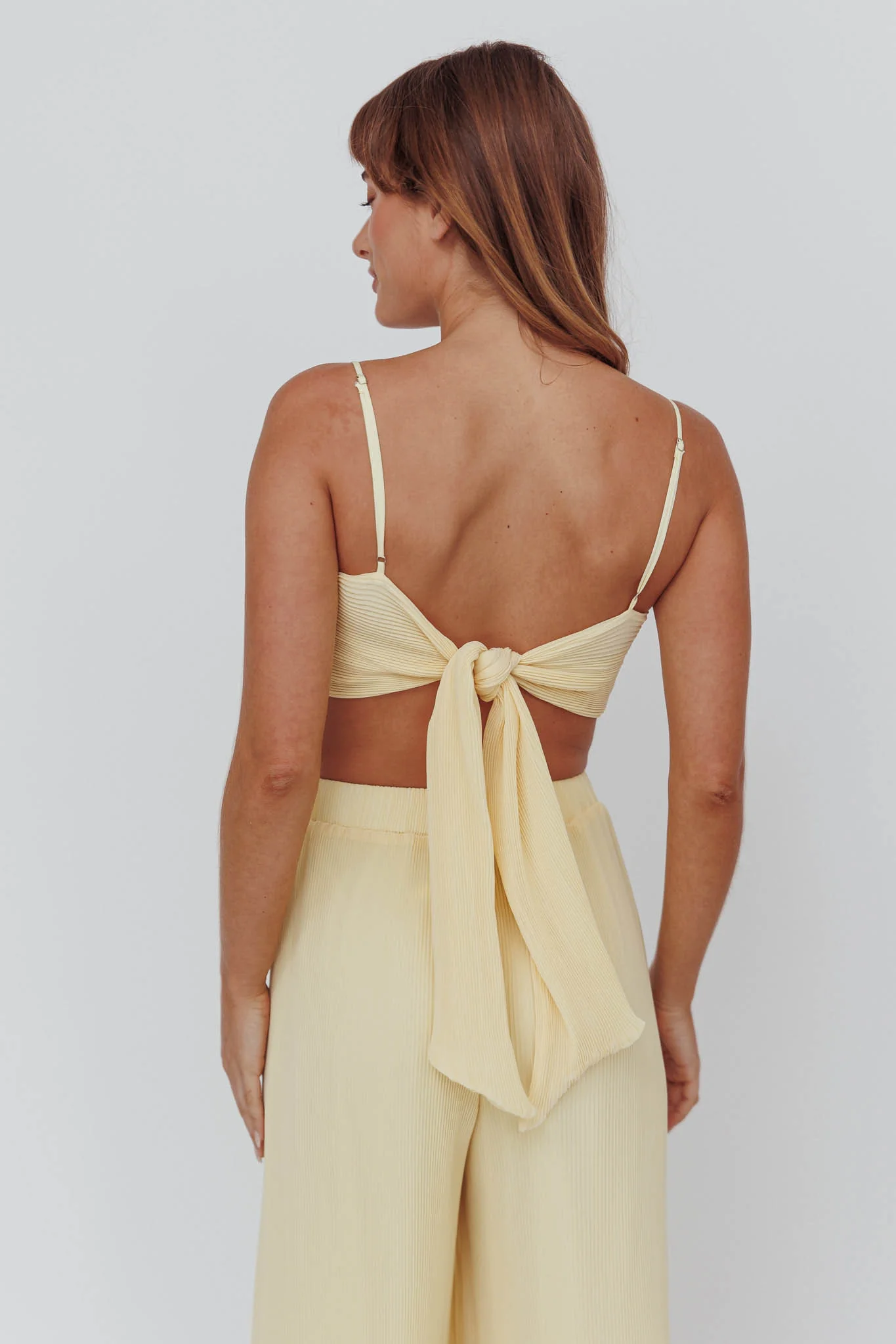 Light Energy Tie Back Crop Top Lemon - Ruaus