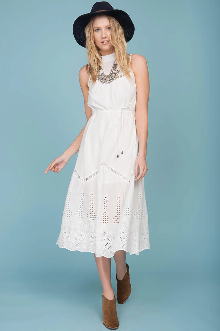 Bentley Chic Summer Midi Dress White - Ruaus