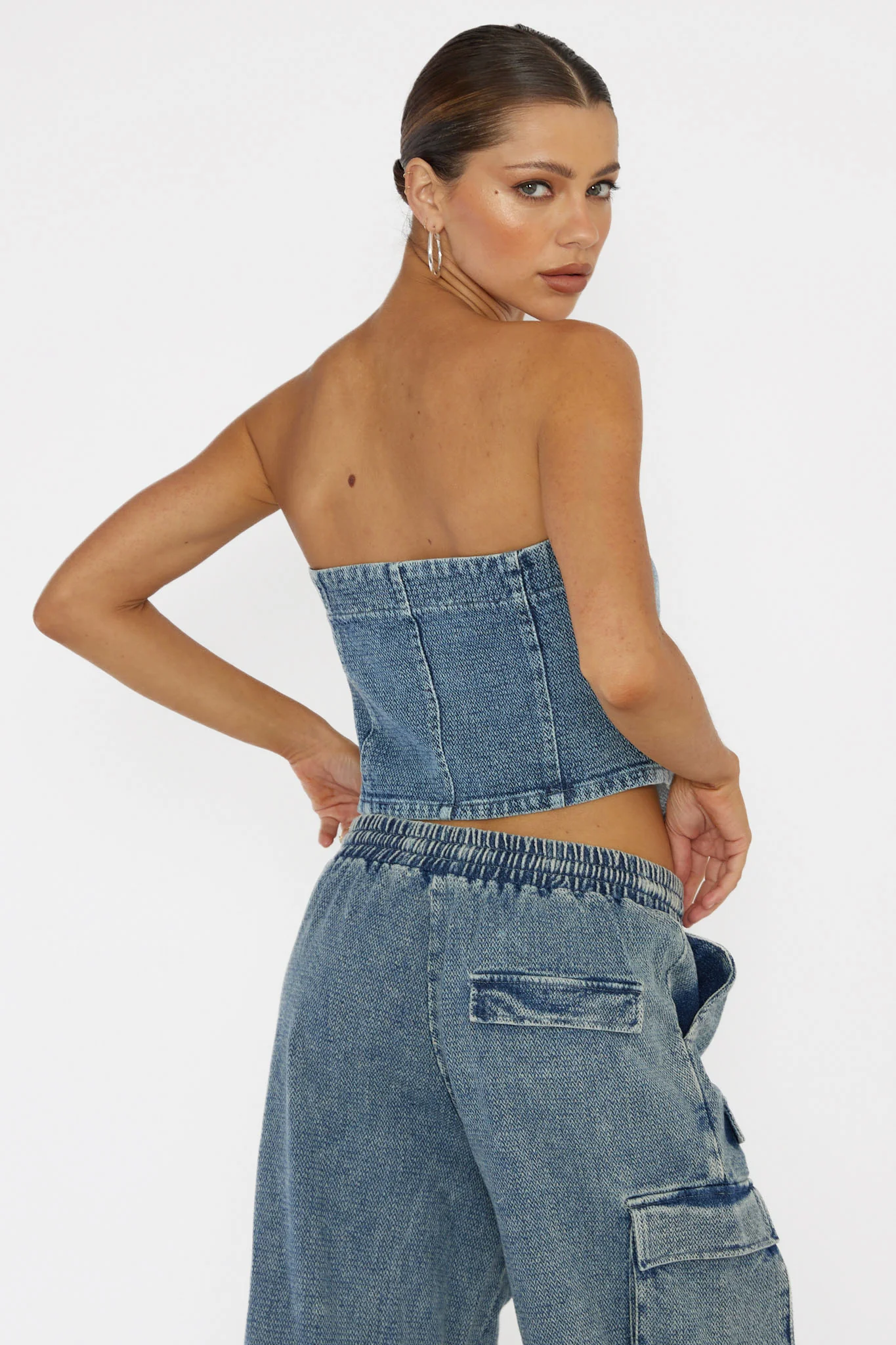 Out Of Touch Strapless Top Indigo - Ruaus