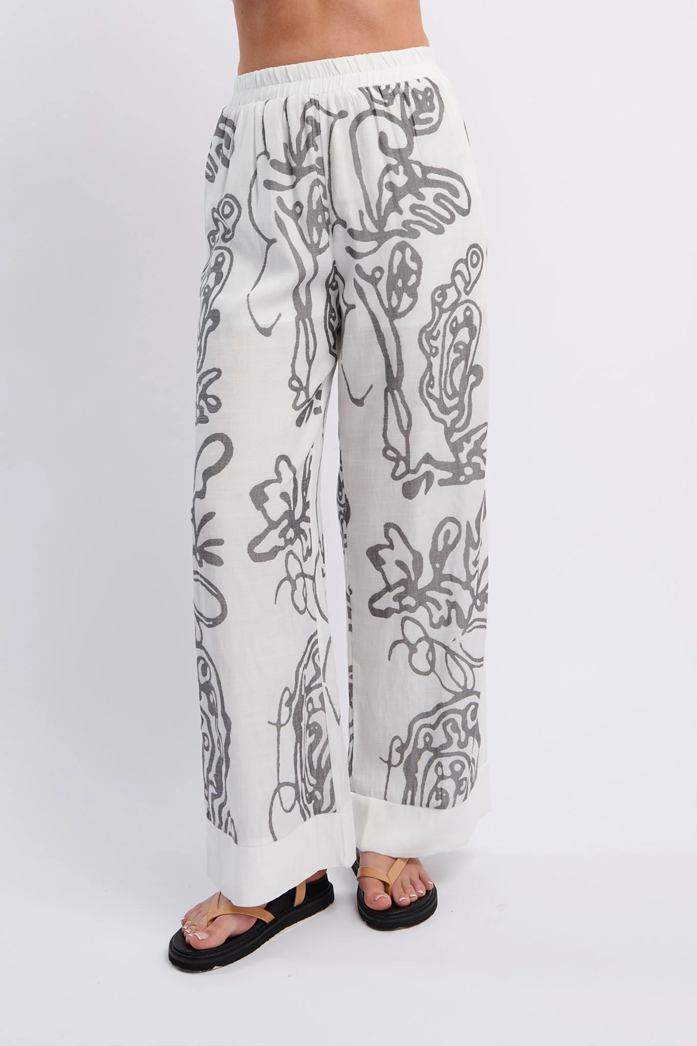 Oceania Long Pants Print White - Ruaus