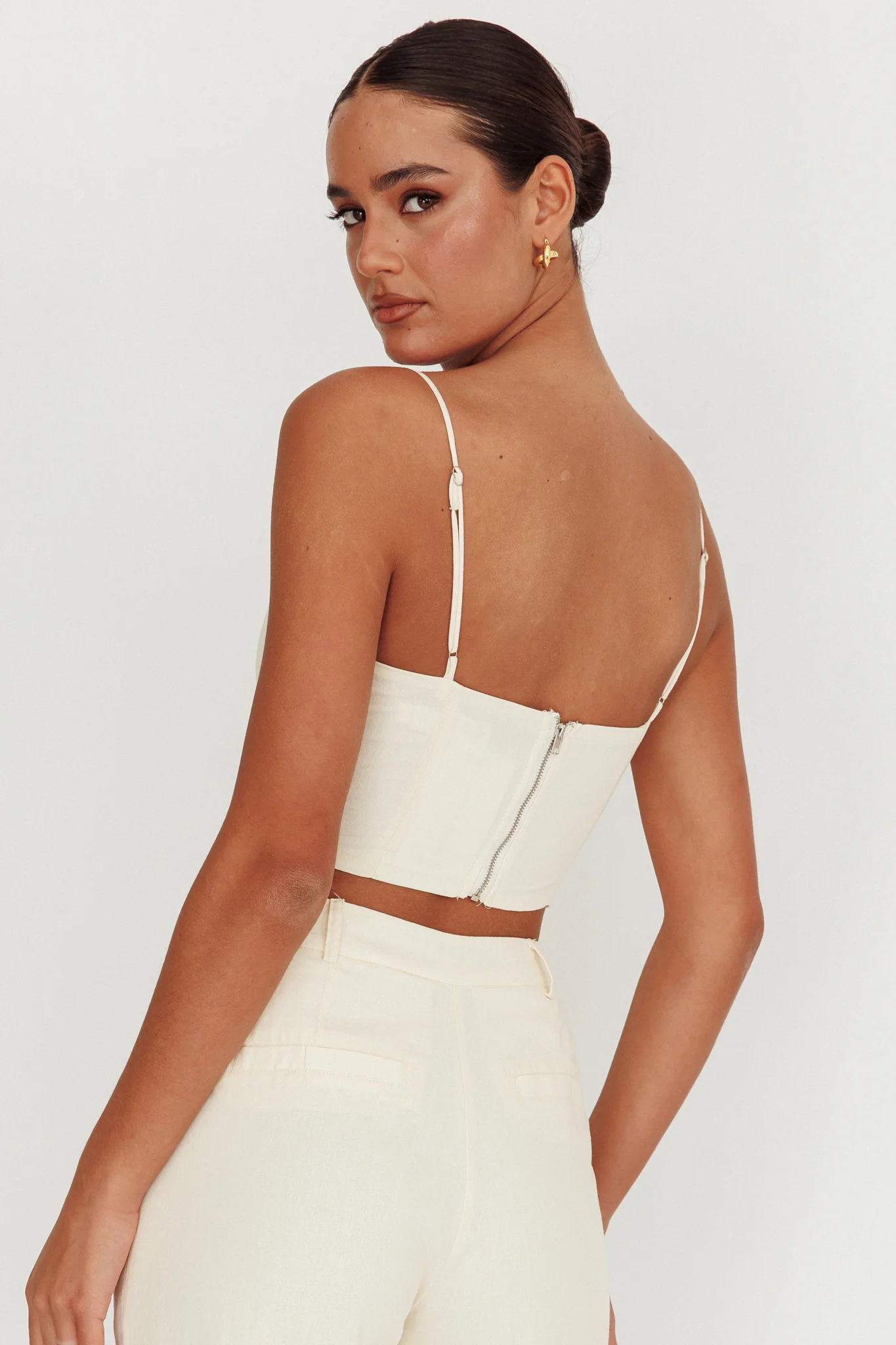 Breathless Straight Neck Cropped Top Oat - Ruaus