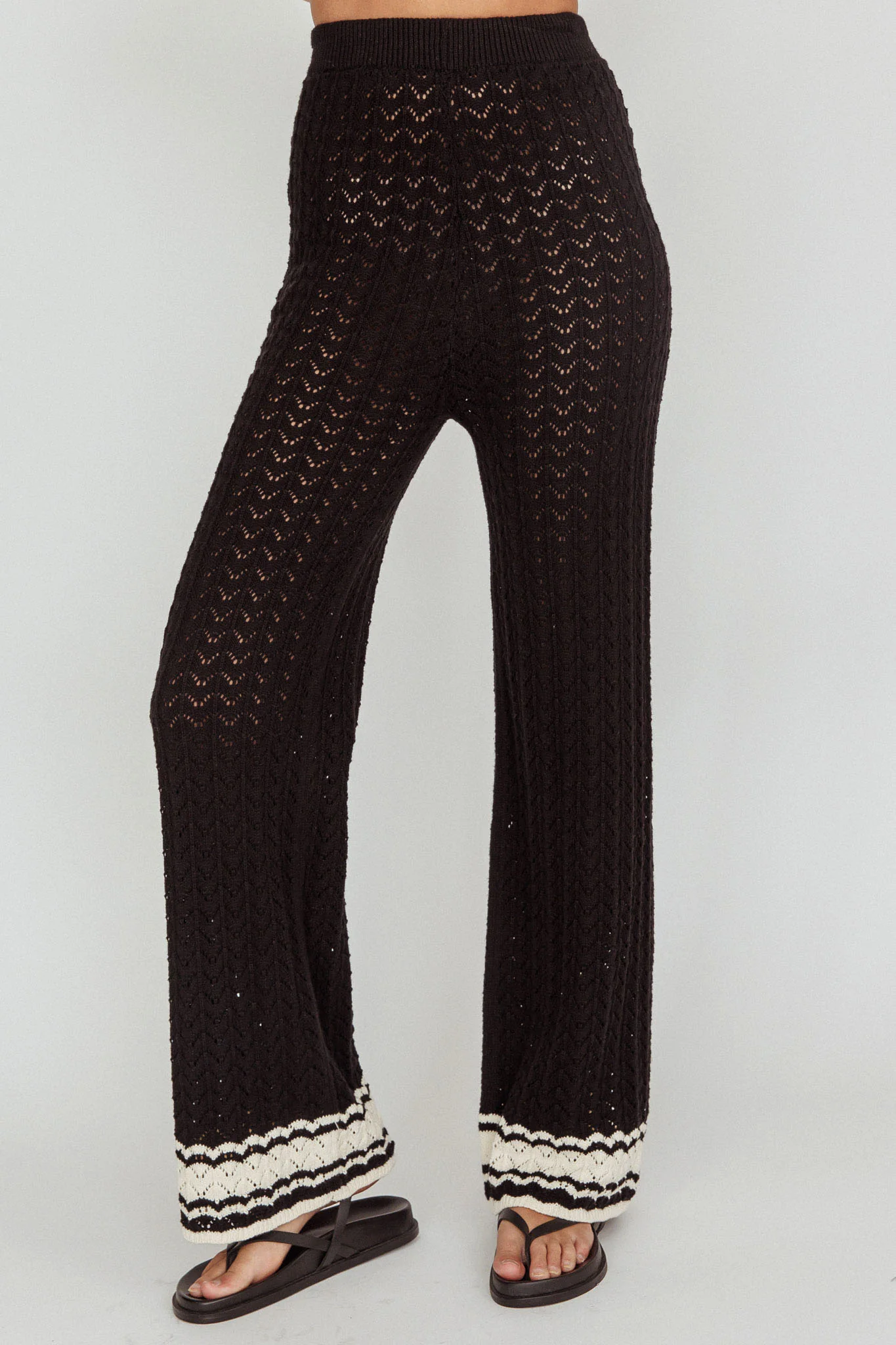 Rhodes Cotton Straight Leg Knit Pants Black - Ruaus