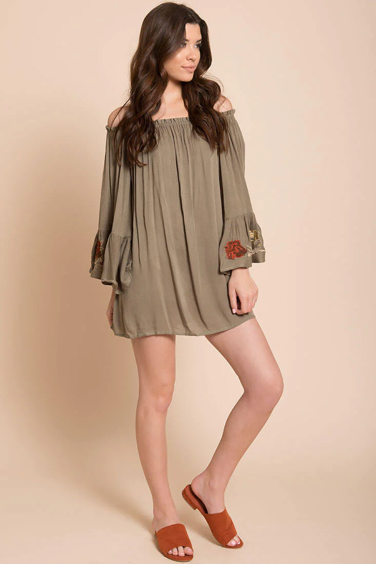 Aubree Loose Dress Olive - Ruaus