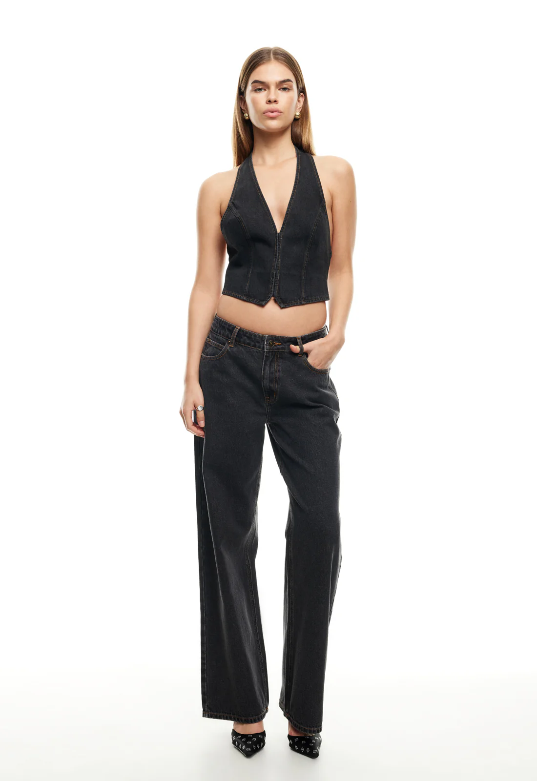 LIONESS Je Suis Halter Top Charcoal - Ruaus