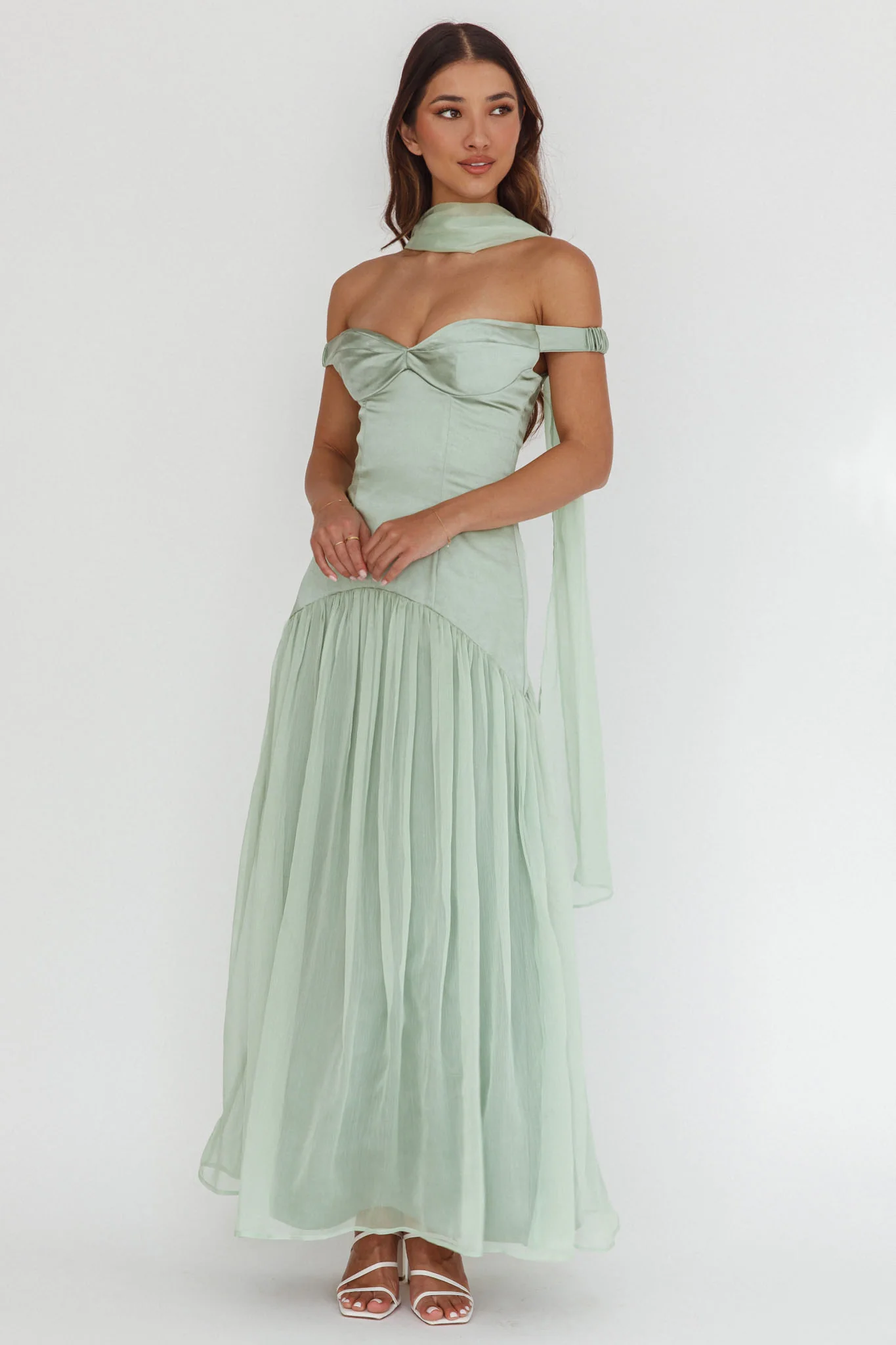 Kaycee Drop Waist Maxi Dress Sage - Ruaus