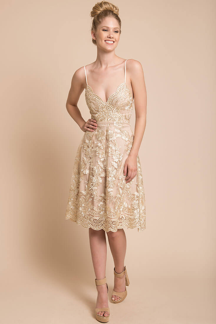 Delilah Lace Dress Beige - Ruaus