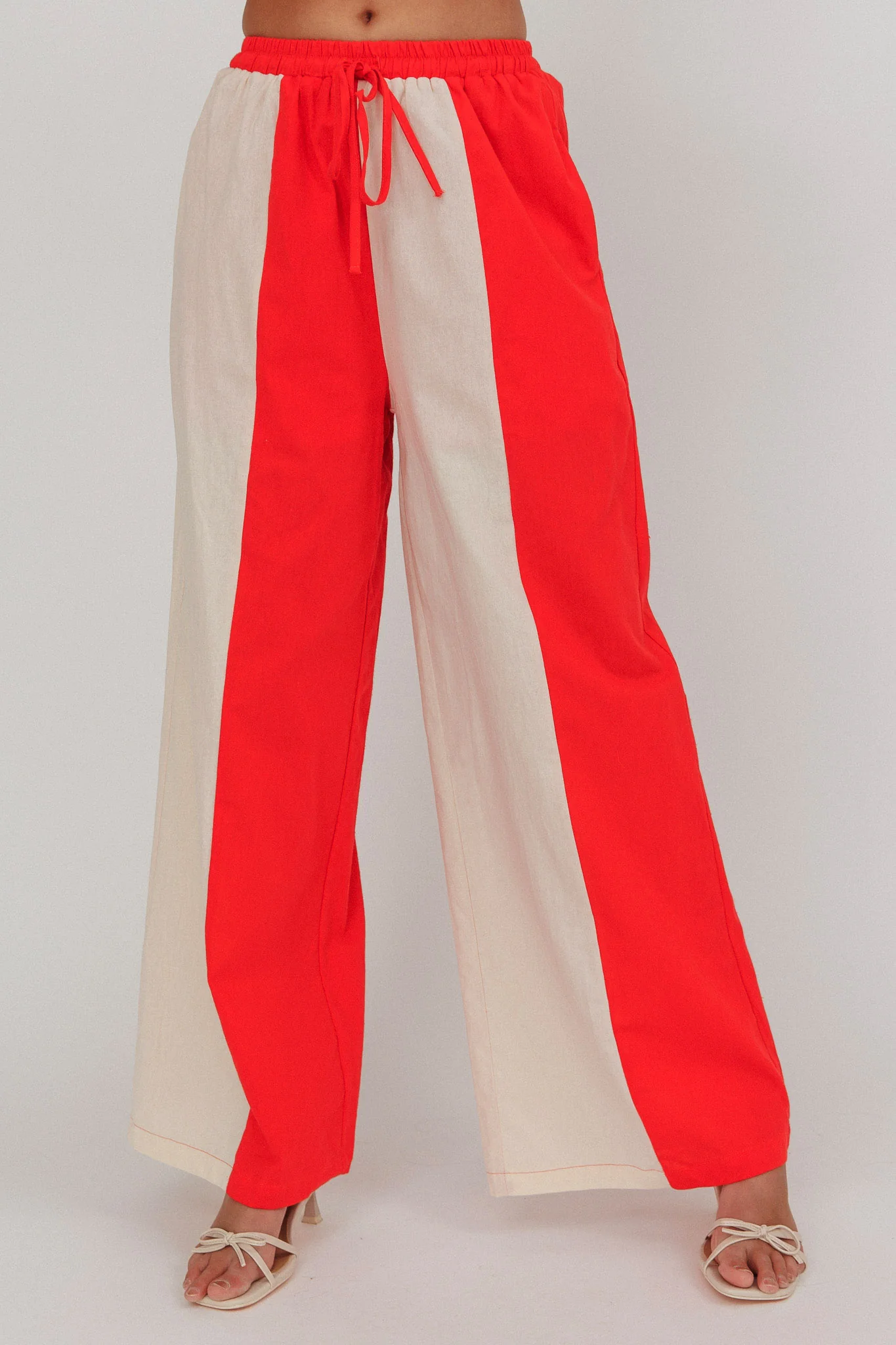 Dream Girl Contrast Wide Leg Pant Tomato Red - Ruaus
