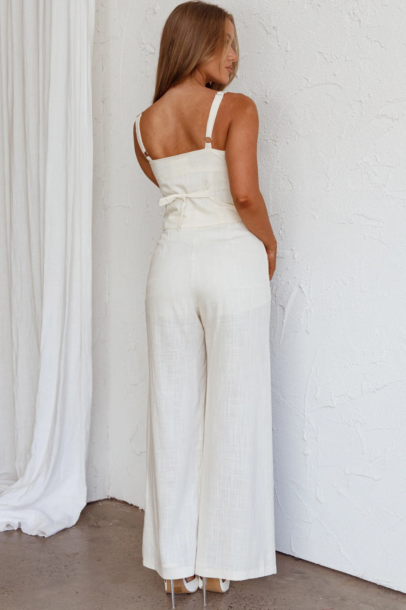 Play It Cool Wide Leg Pants Natural - Ruaus