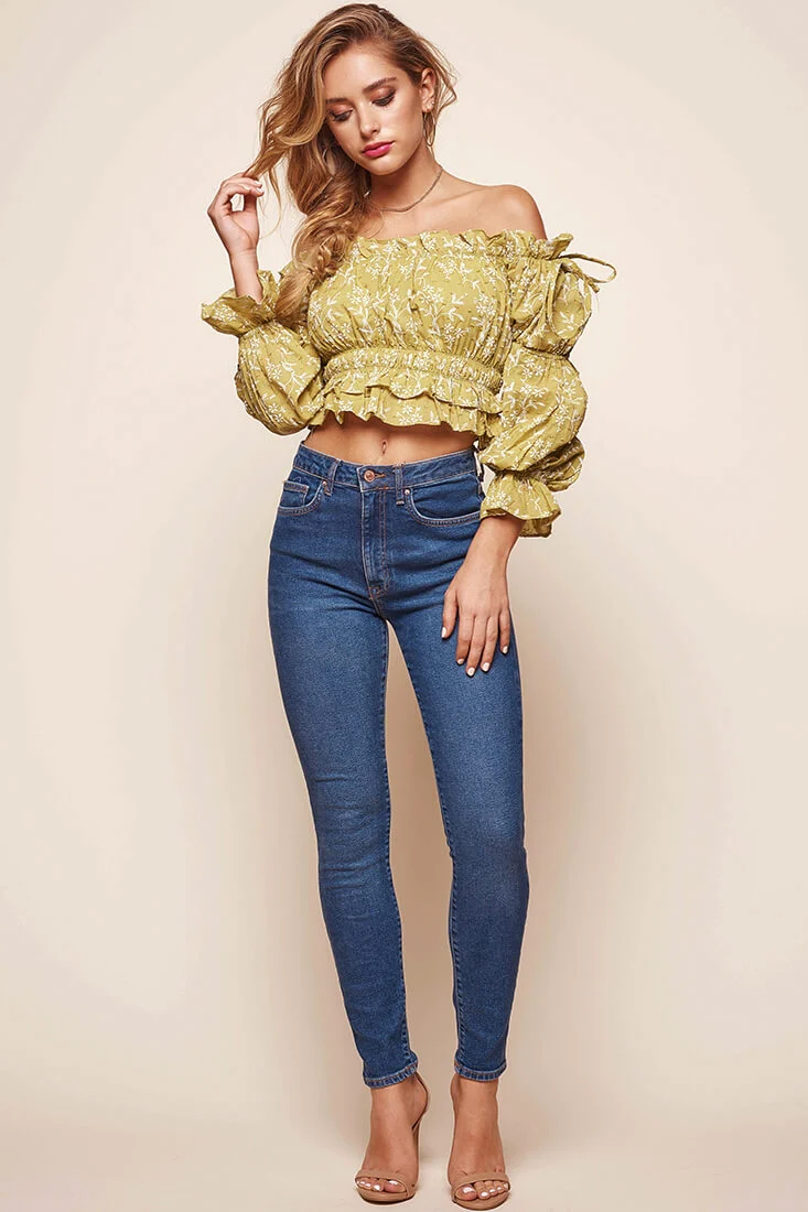 Taryn Bardot Top Lime - Ruaus