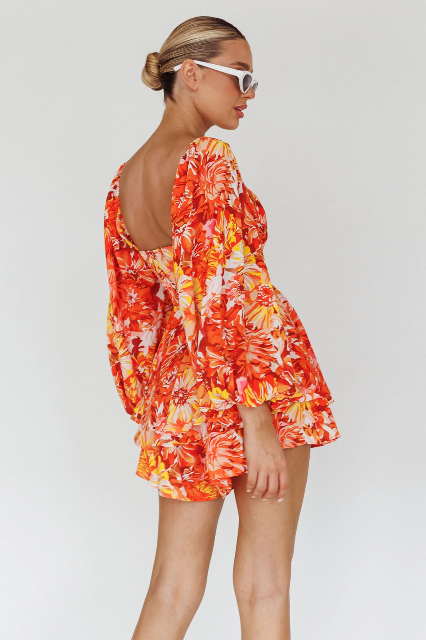 Evanice Shirred Waist Romper Floral Yellow - Ruaus