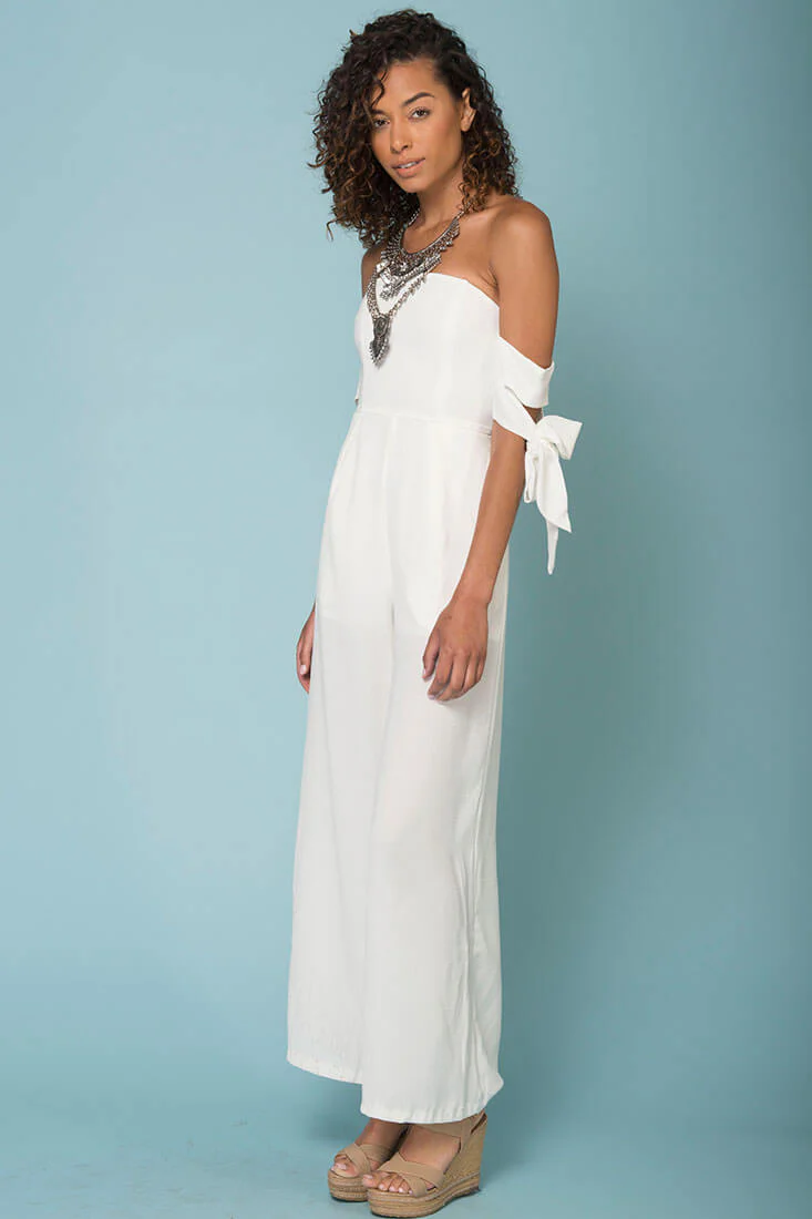 Kyndall Tube Top Jumpsuit White - Ruaus