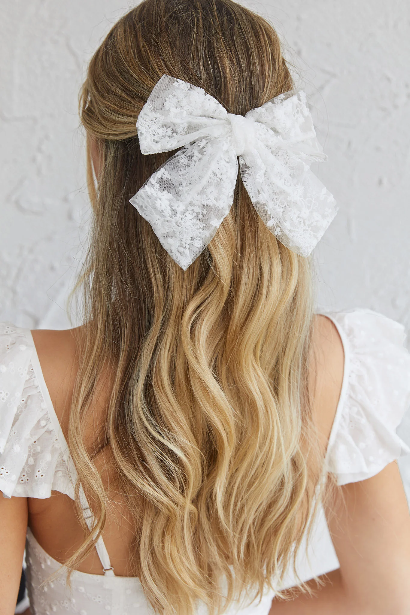 Belle Lace Bow Barrette Clip White - Ruaus