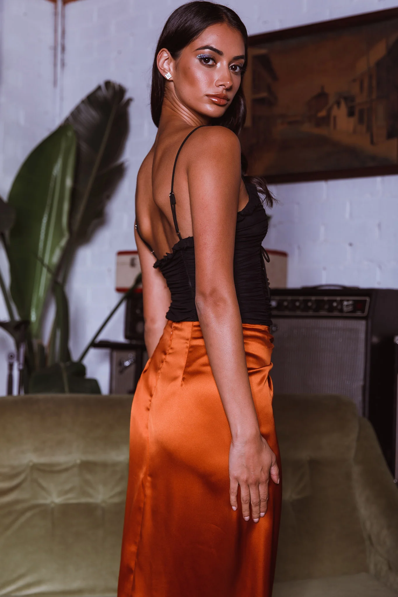 Orli Ruched Bodysuit Black - Ruaus