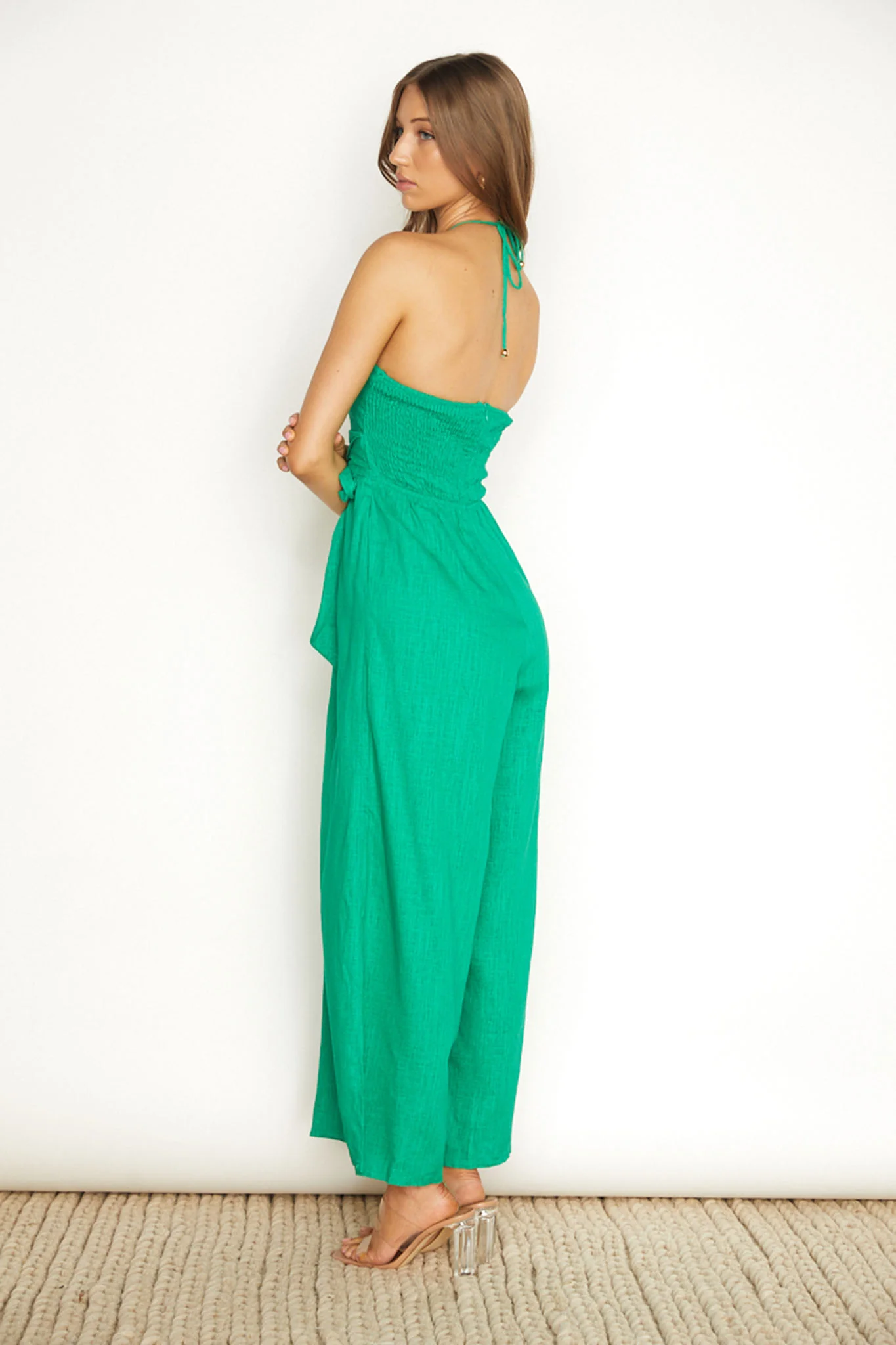 Maravilhosa Keyhole Halter Jumpsuit Green - Ruaus