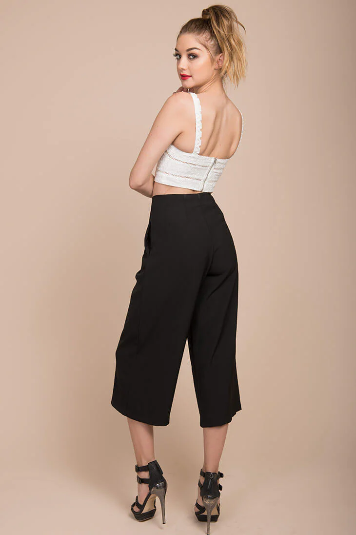 Stark High Waistline Gaucho Pants Black - Ruaus