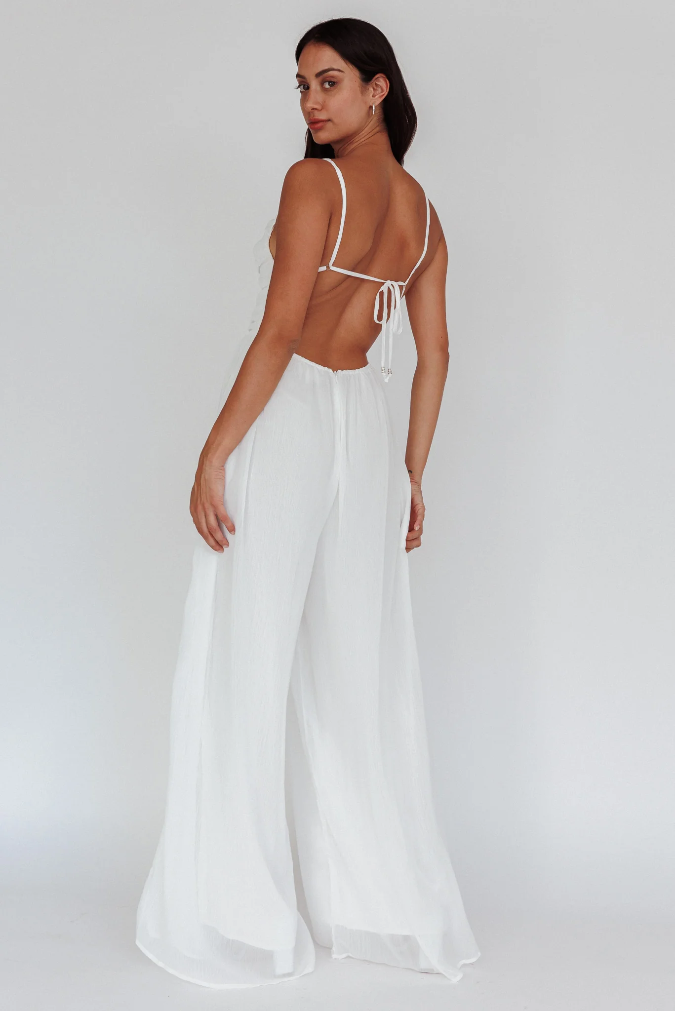 Janicca Ruched Bodice Jumpsuit Off White - Ruaus