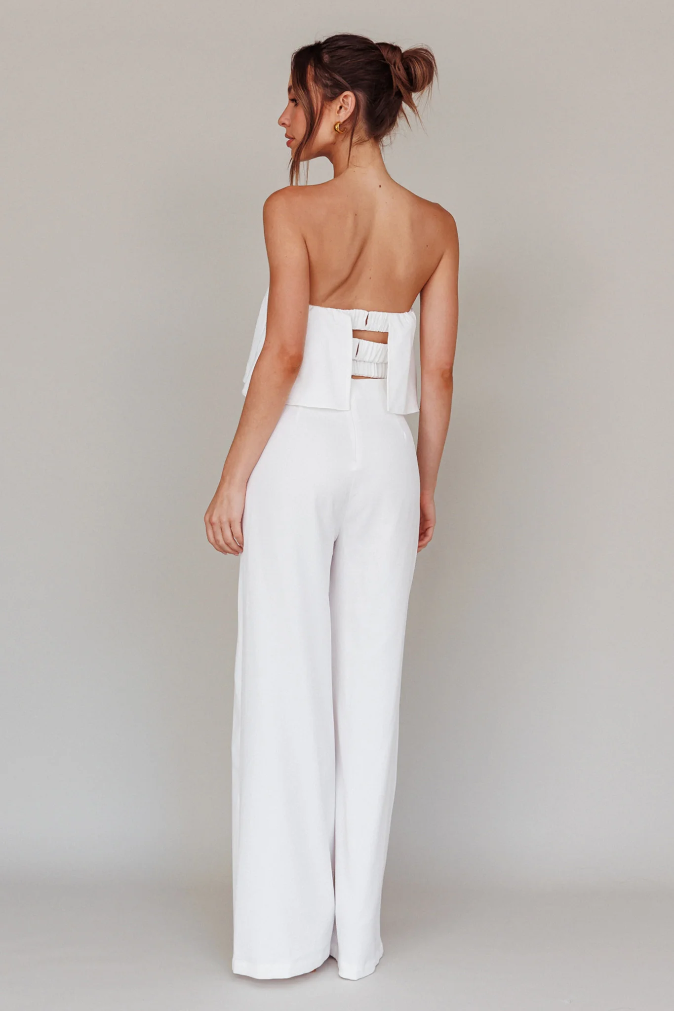 Butterfly Kiss Strapless Jumpsuit Off White - Ruaus