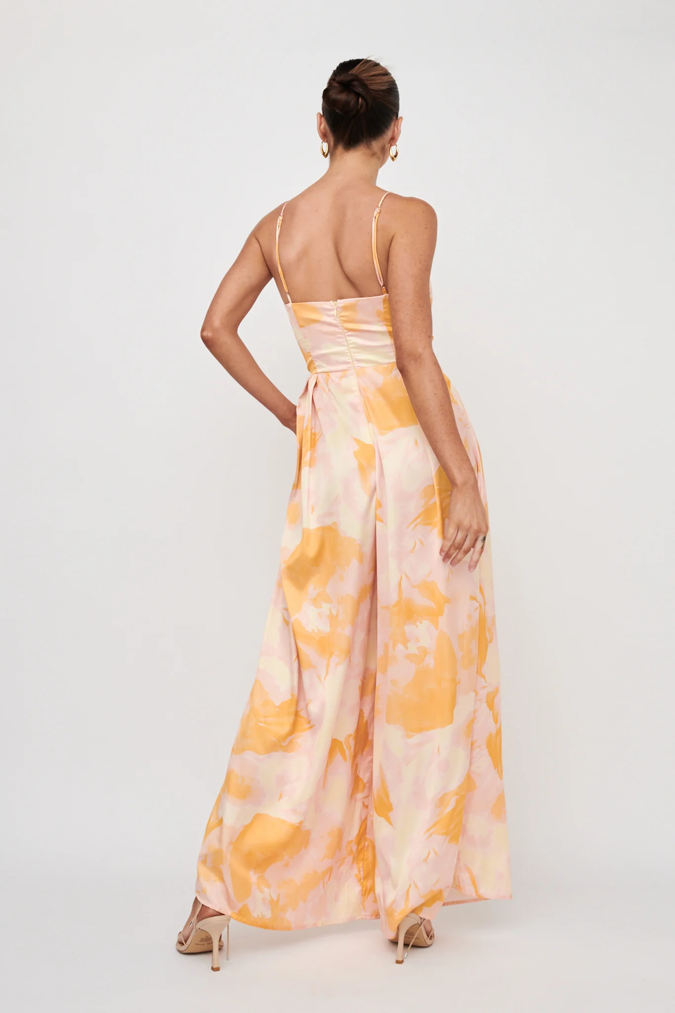 Tammi Cut-Out Waist Jumpsuit Abstract Yellow - Ruaus