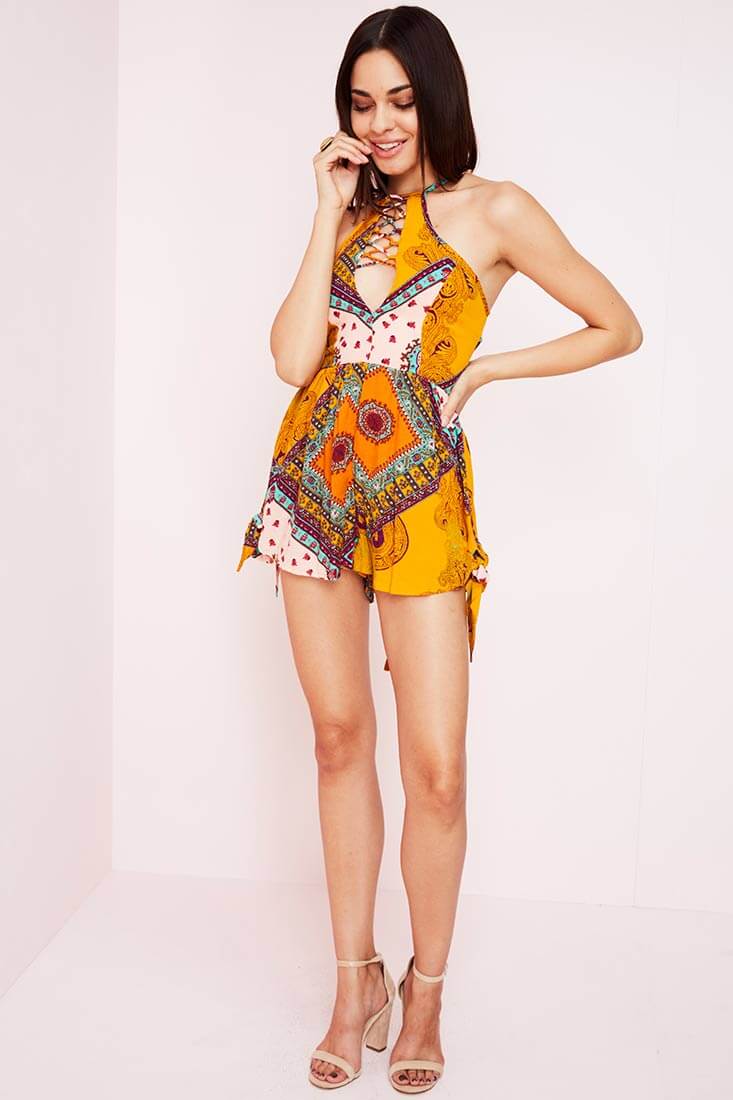 Milou Havana Romper Orange Print - Ruaus