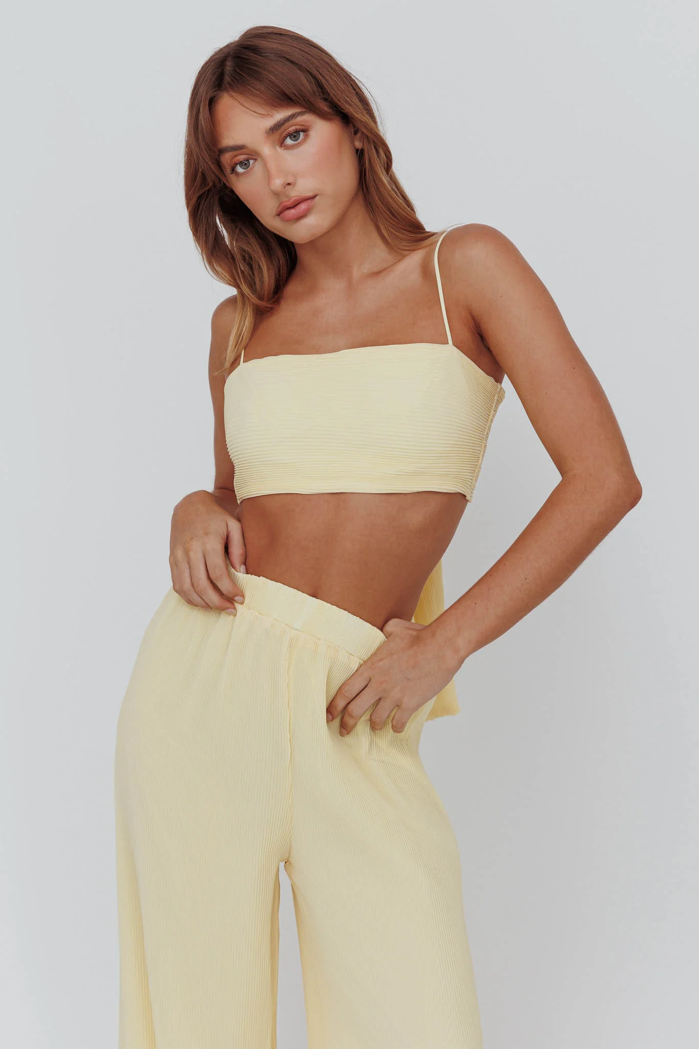 Light Energy Tie Back Crop Top Lemon - Ruaus