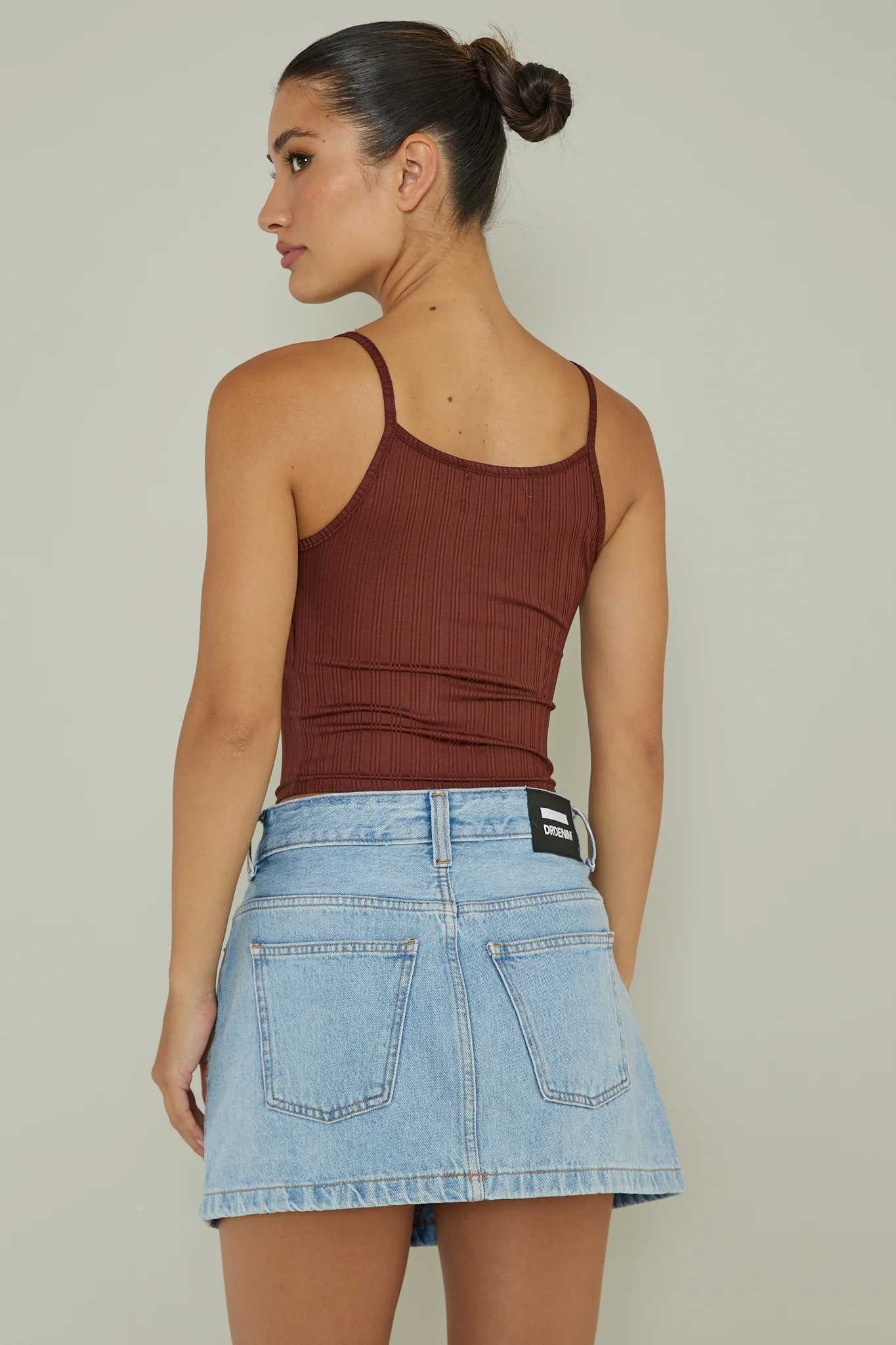 Sold Out Ribbed Cami Top Chocolate - Ruaus