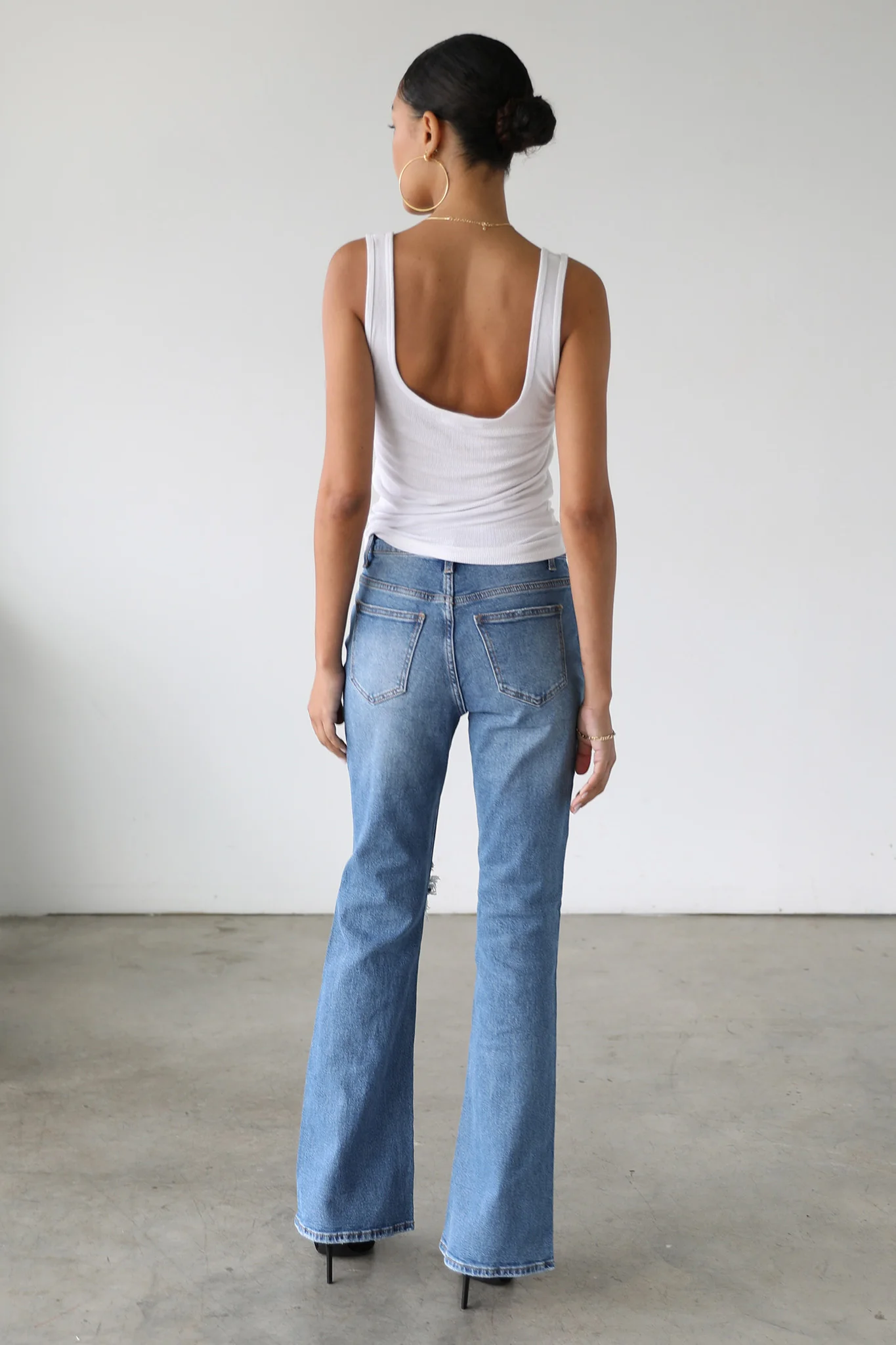 DOGMA High Rise Flare Leg Denim Jeans Medium Wash - Ruaus