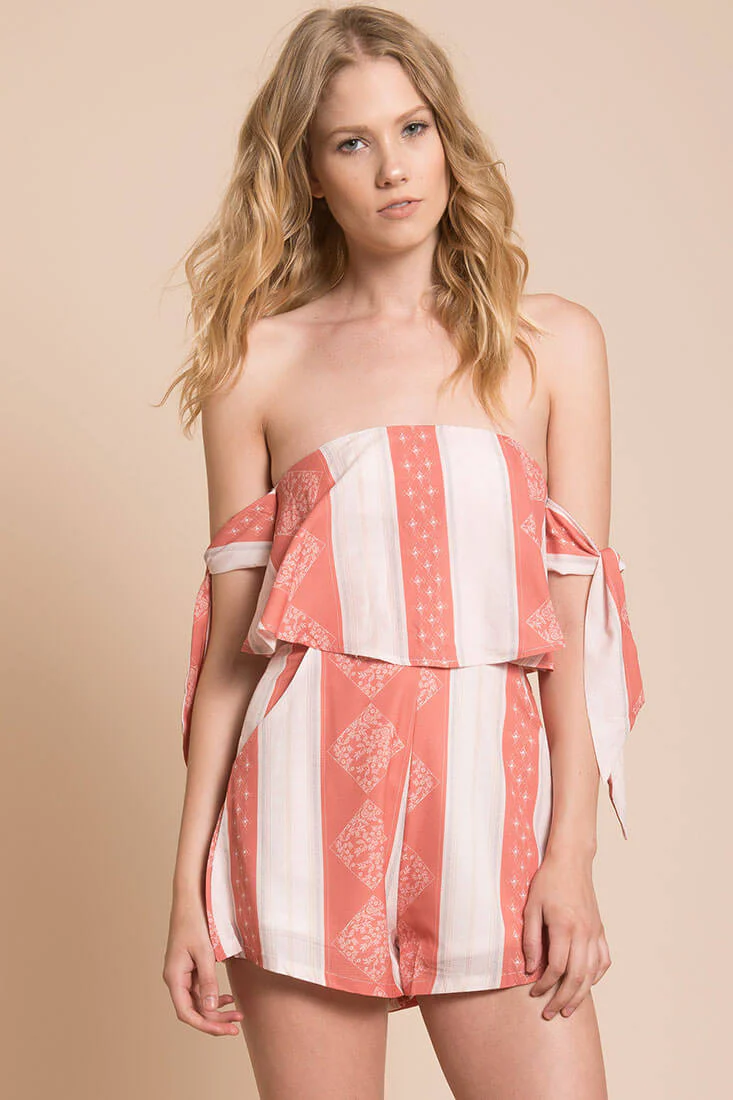 Bonnie Striped Romper Orange - Ruaus