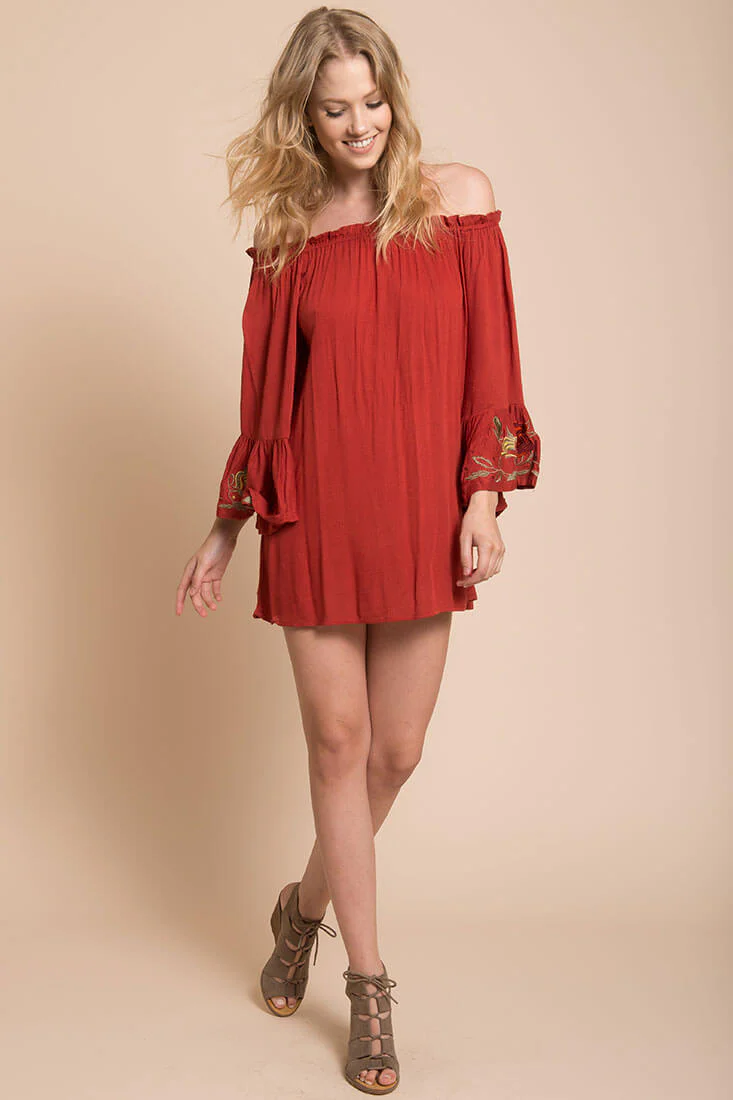 Aubree Loose Dress Rust - Ruaus