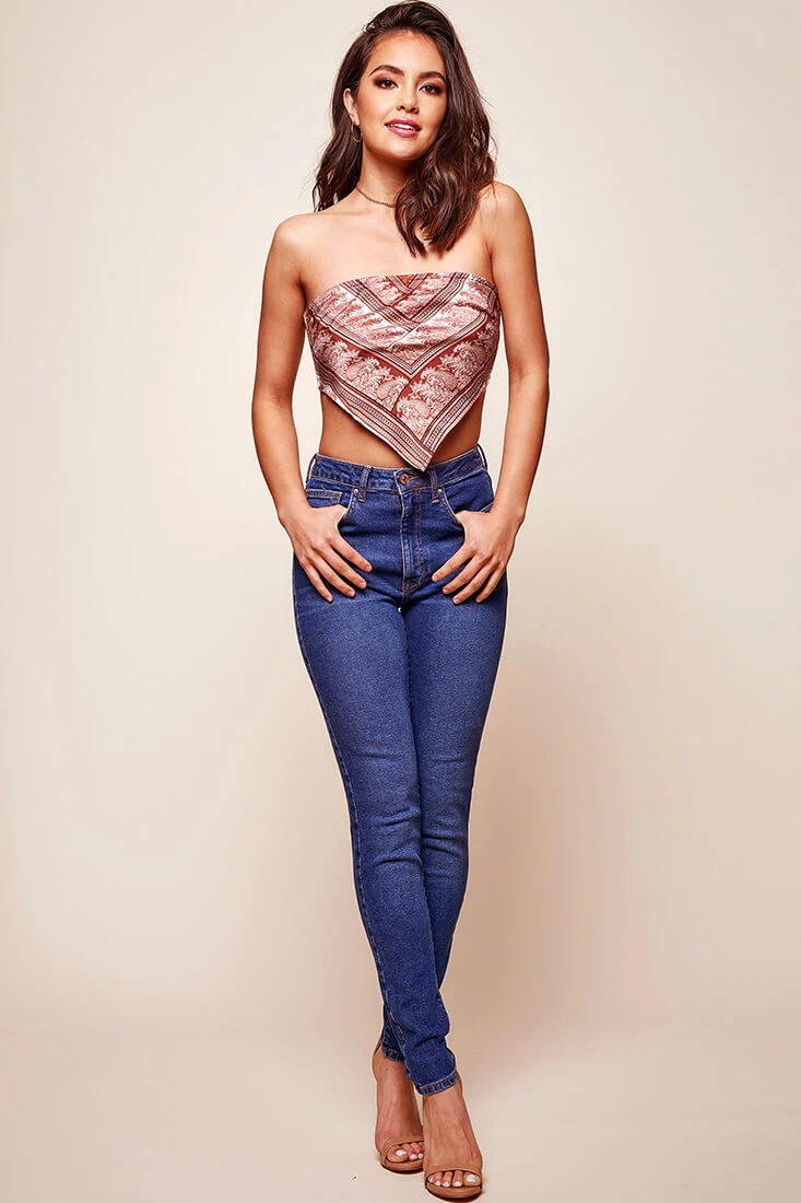 Cherise Handkerchief Bandeau Top Rust - Ruaus